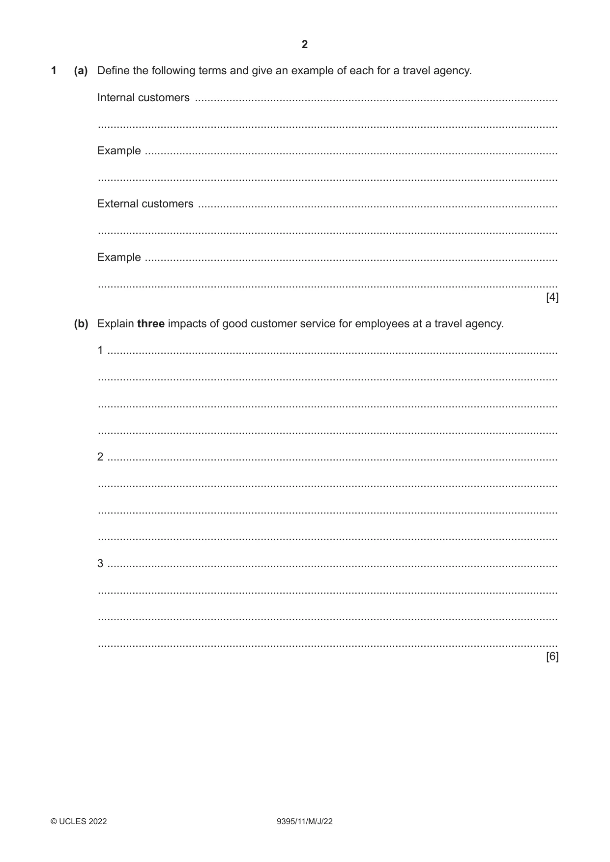 Cambridge A Level Travel and Tourism 9395 2022 May/June Paper 1 · Variant 1 question paper, page 2 of 16