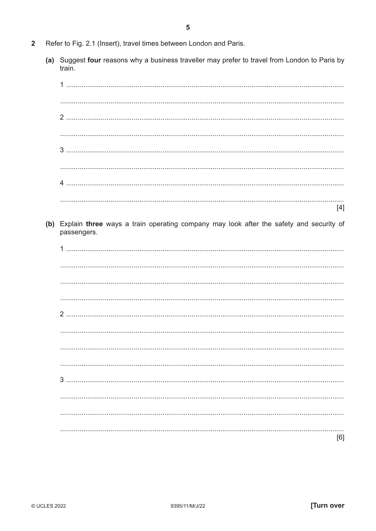 Cambridge A Level Travel and Tourism 9395 2022 May/June Paper 1 · Variant 1 question paper, page 5 of 16