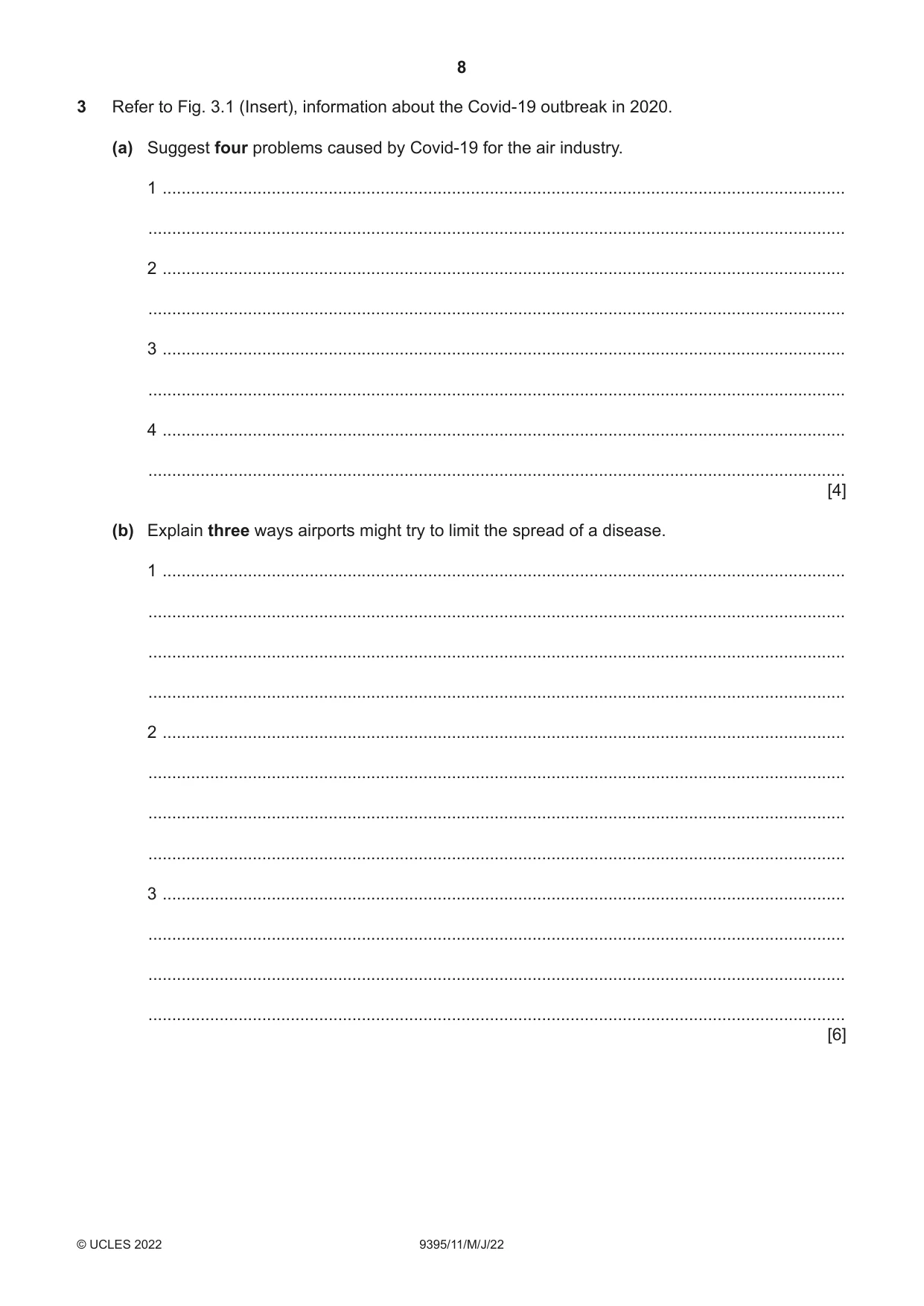 Cambridge A Level Travel and Tourism 9395 2022 May/June Paper 1 · Variant 1 question paper, page 8 of 16