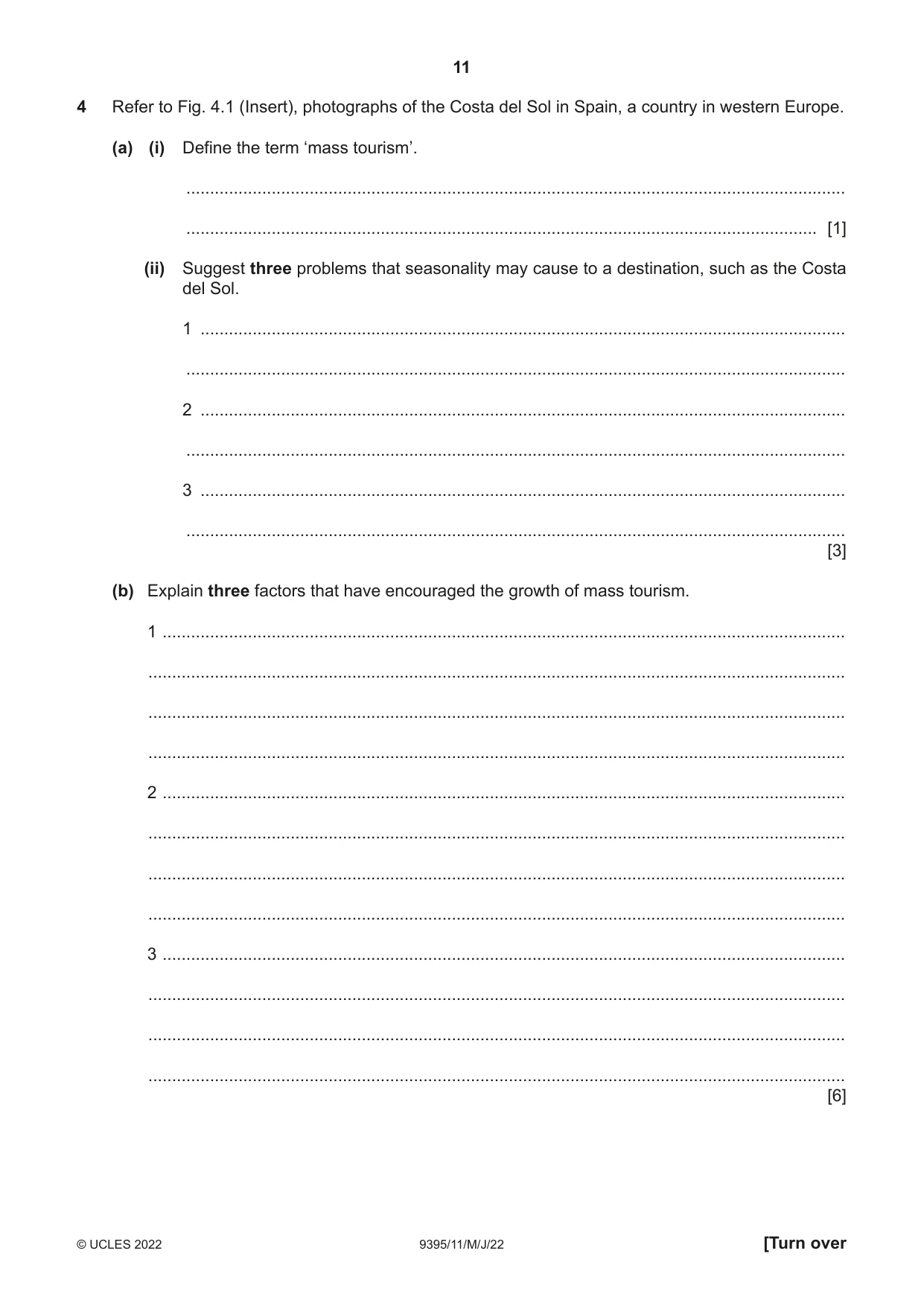 Cambridge A Level Travel and Tourism 9395 2022 May/June Paper 1 · Variant 1 question paper, page 11 of 16