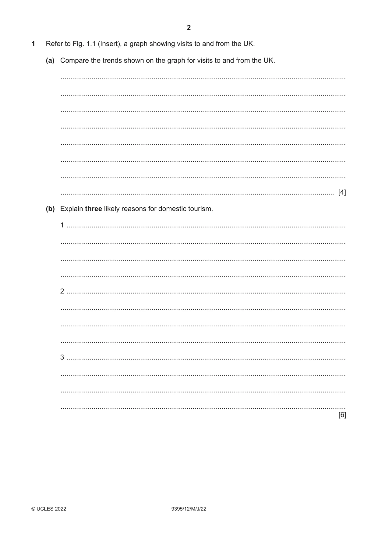 Cambridge A Level Travel and Tourism 9395 2022 May/June Paper 1 · Variant 2 question paper, page 2 of 16