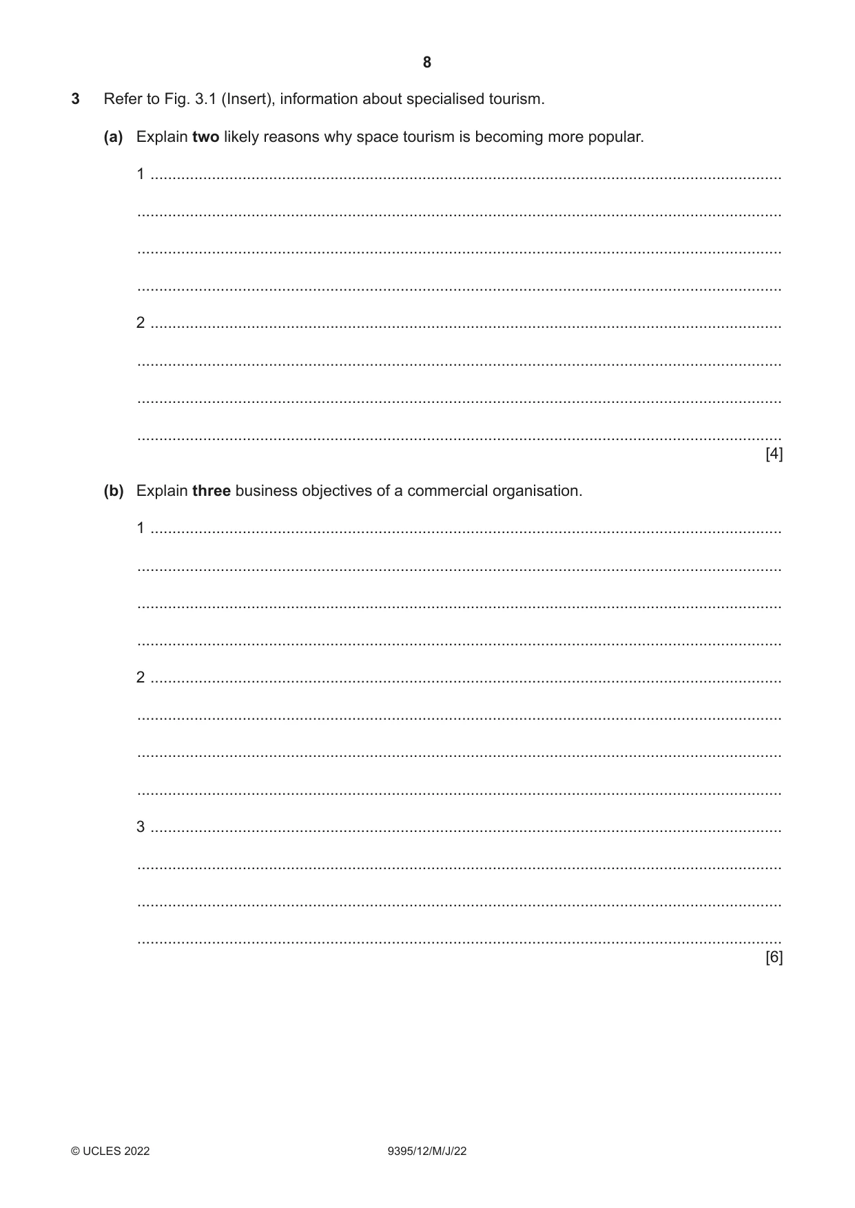 Cambridge A Level Travel and Tourism 9395 2022 May/June Paper 1 · Variant 2 question paper, page 8 of 16