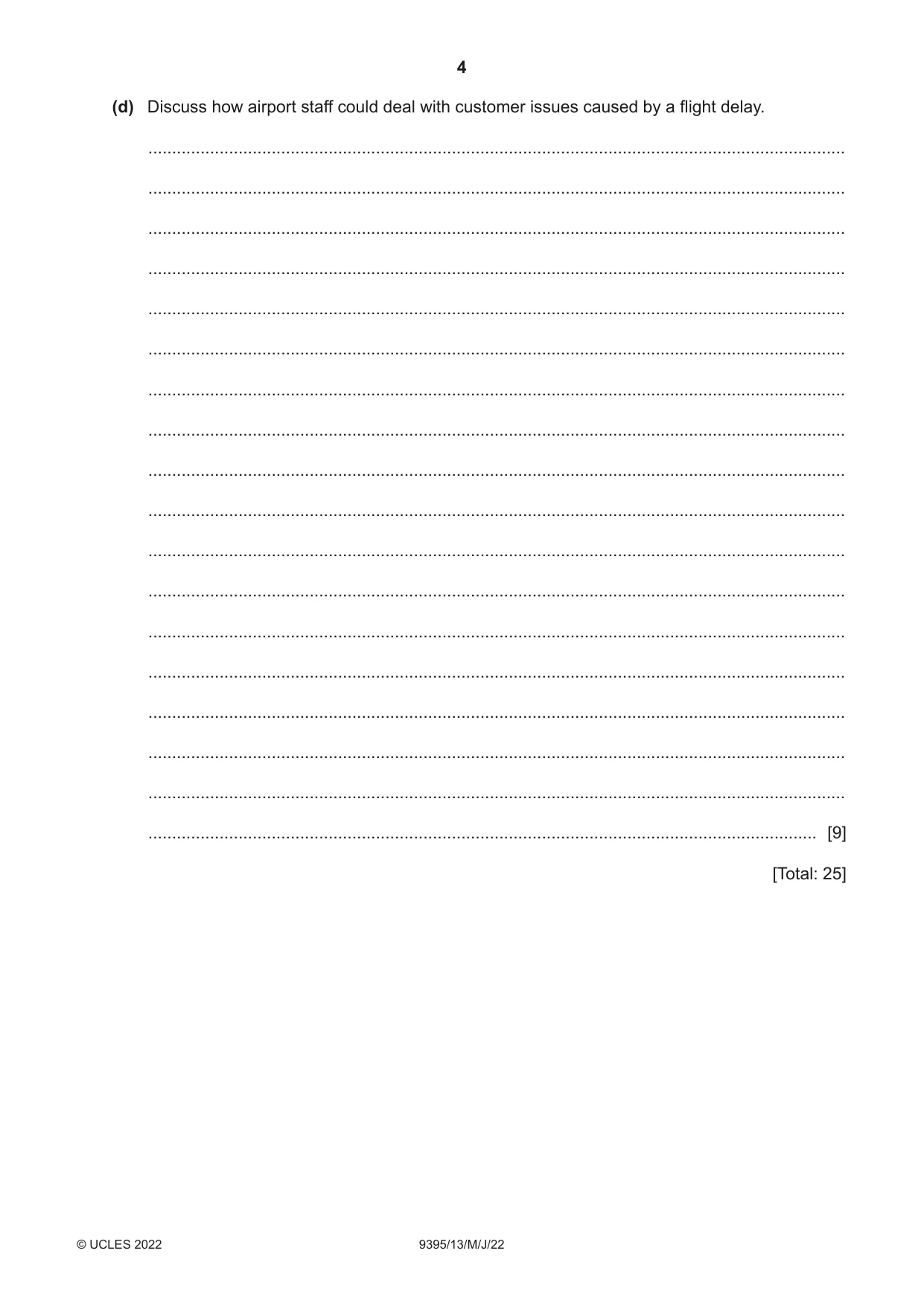 Cambridge A Level Travel and Tourism 9395 2022 May/June Paper 1 · Variant 3 question paper, page 4 of 16