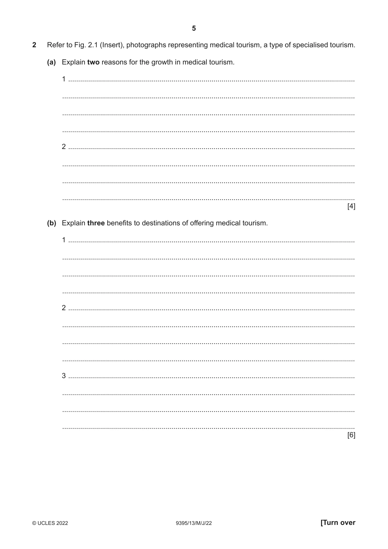 Cambridge A Level Travel and Tourism 9395 2022 May/June Paper 1 · Variant 3 question paper, page 5 of 16
