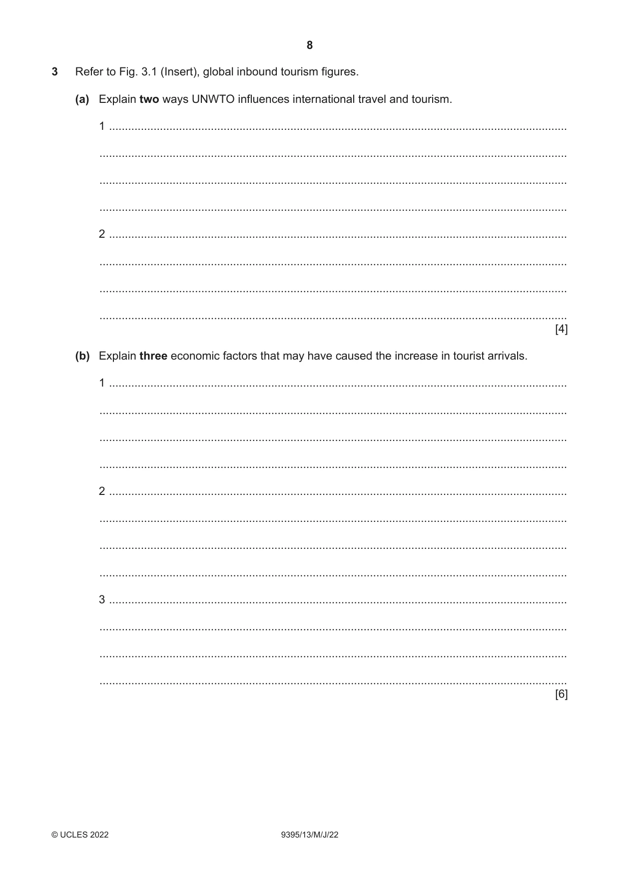 Cambridge A Level Travel and Tourism 9395 2022 May/June Paper 1 · Variant 3 question paper, page 8 of 16