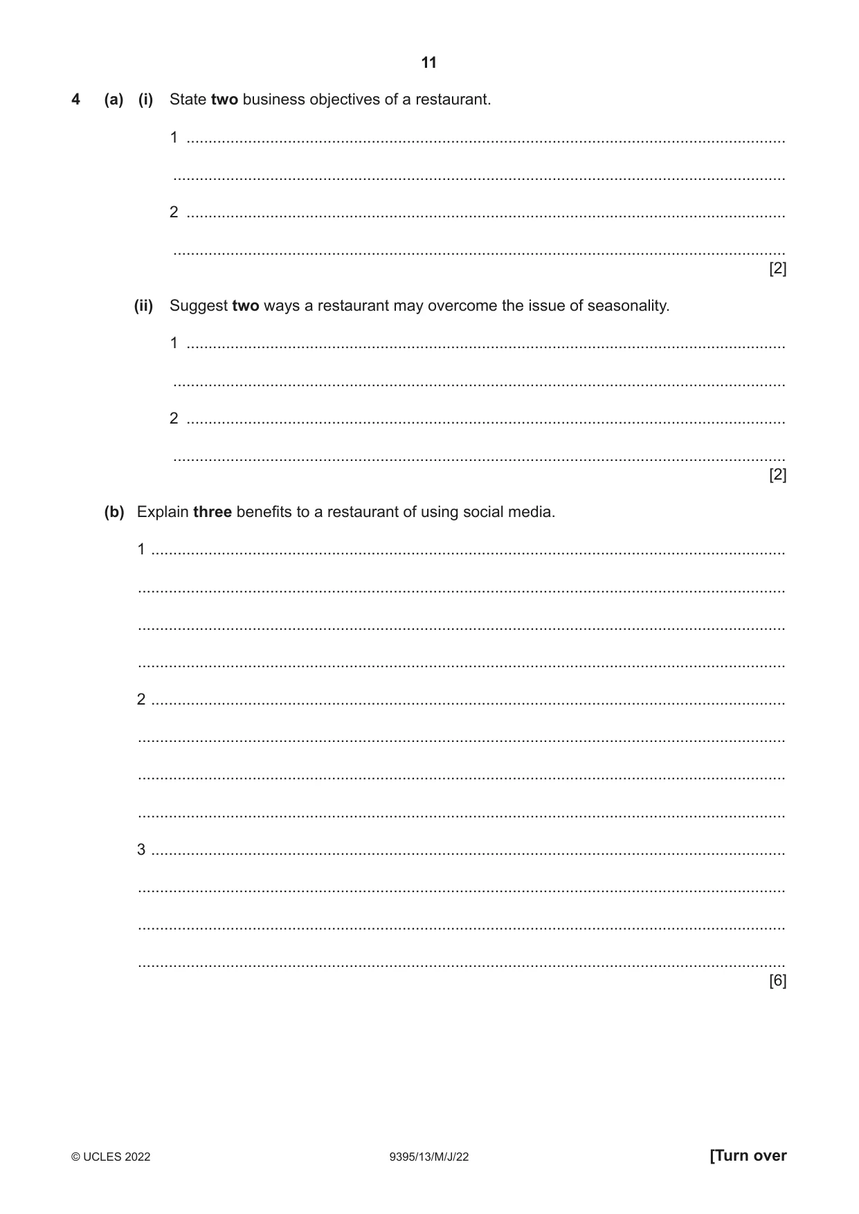 Cambridge A Level Travel and Tourism 9395 2022 May/June Paper 1 · Variant 3 question paper, page 11 of 16