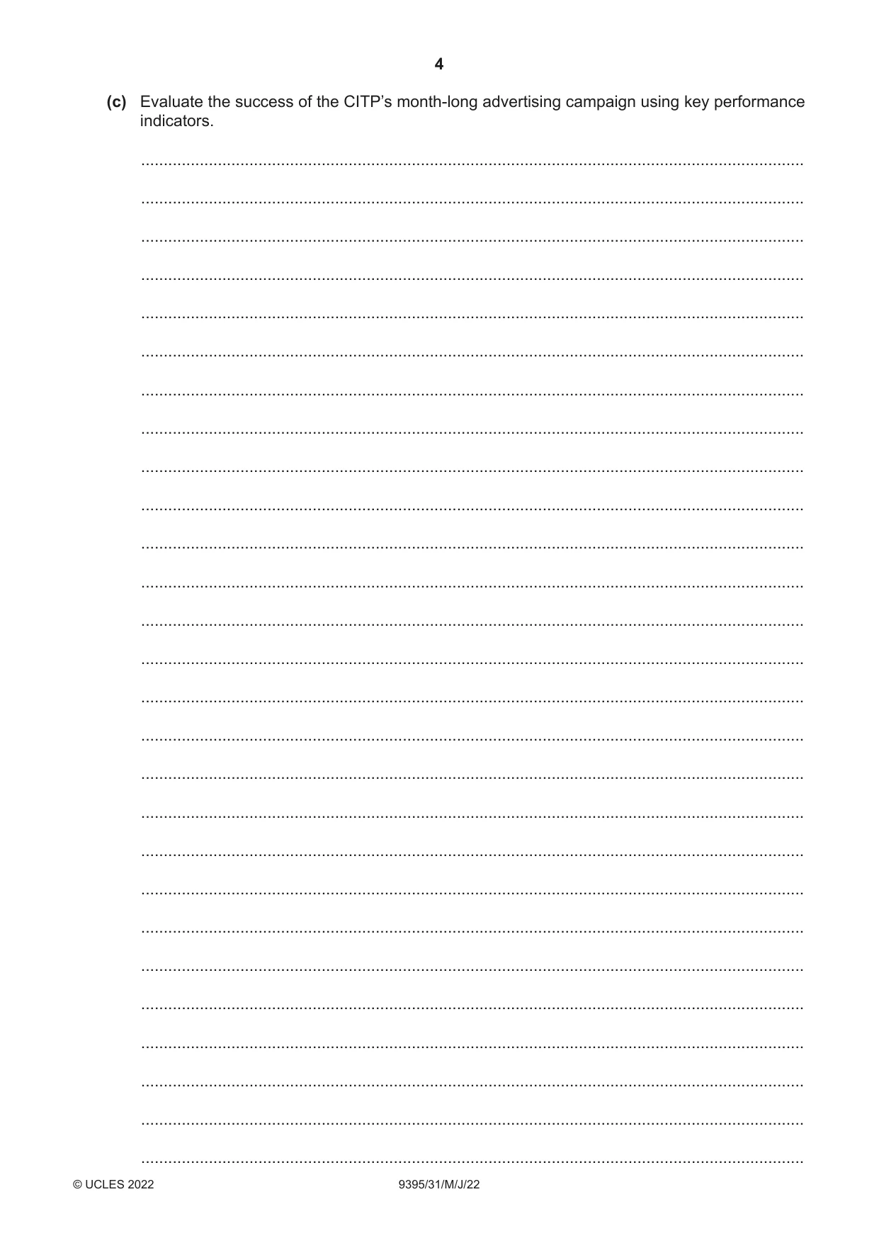 Cambridge A Level Travel and Tourism 9395 2022 May/June Paper 3 · Variant 1 question paper, page 4 of 12