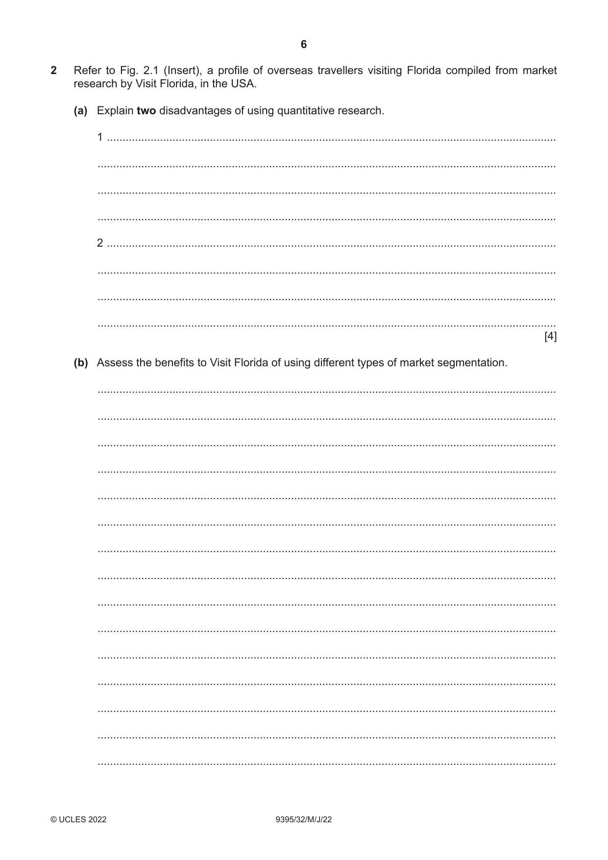 Cambridge A Level Travel and Tourism 9395 2022 May/June Paper 3 · Variant 2 question paper, page 6 of 12