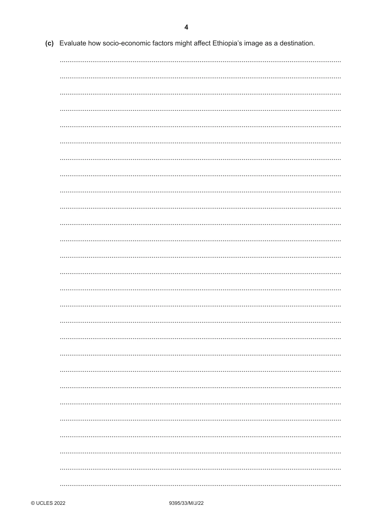 Cambridge A Level Travel and Tourism 9395 2022 May/June Paper 3 · Variant 3 question paper, page 4 of 12