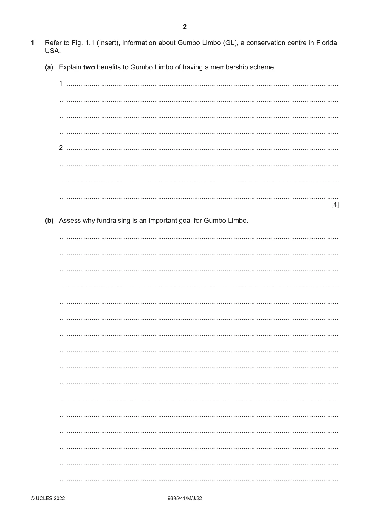 Cambridge A Level Travel and Tourism 9395 2022 May/June Paper 4 · Variant 1 question paper, page 2 of 12