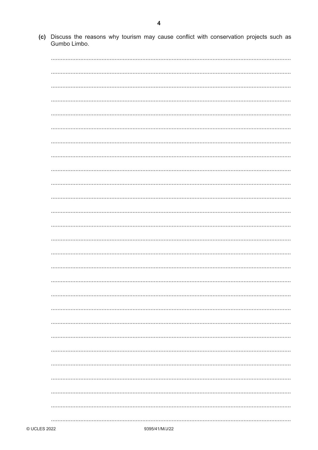 Cambridge A Level Travel and Tourism 9395 2022 May/June Paper 4 · Variant 1 question paper, page 4 of 12
