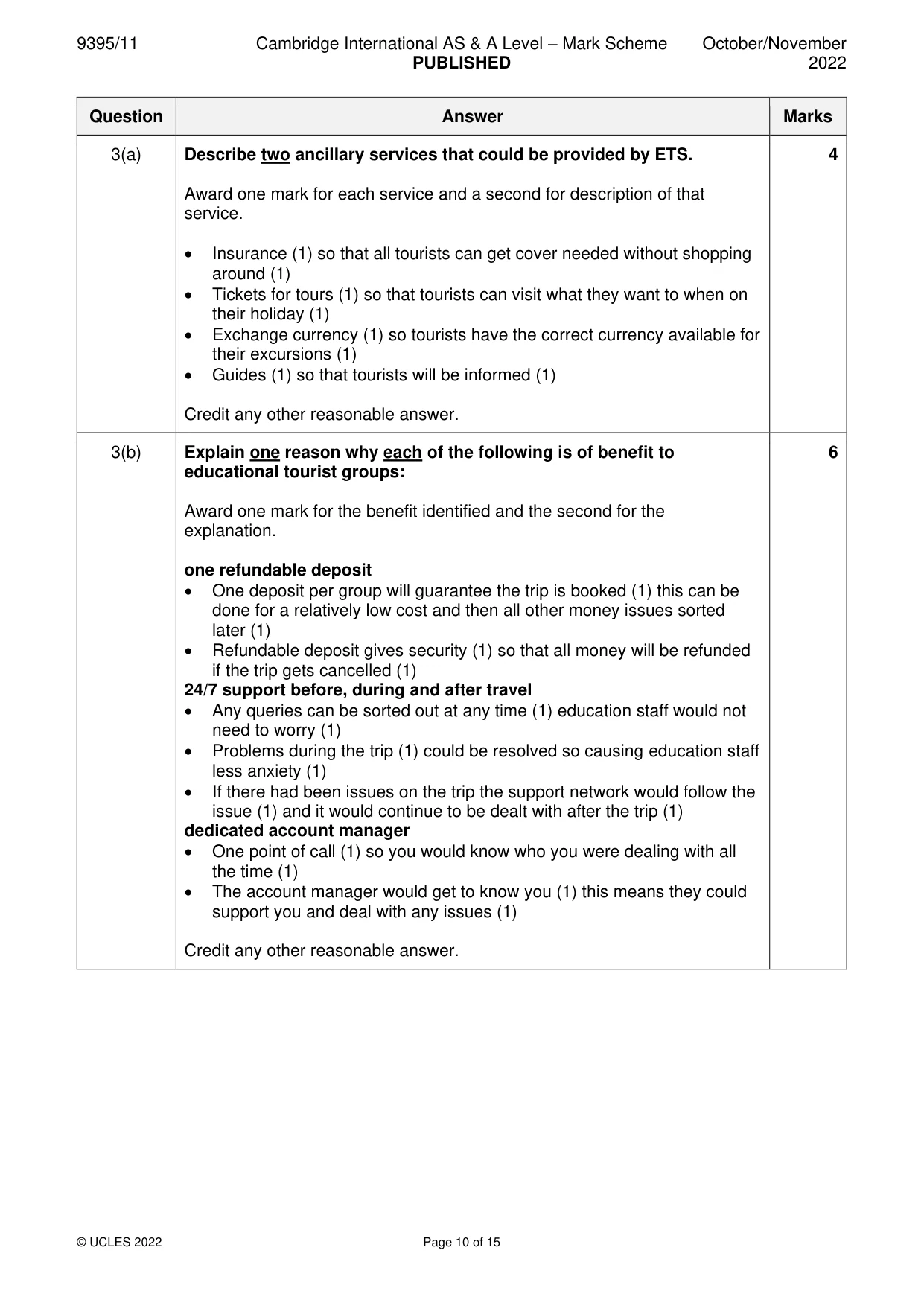 Mark scheme, page 10 of 15