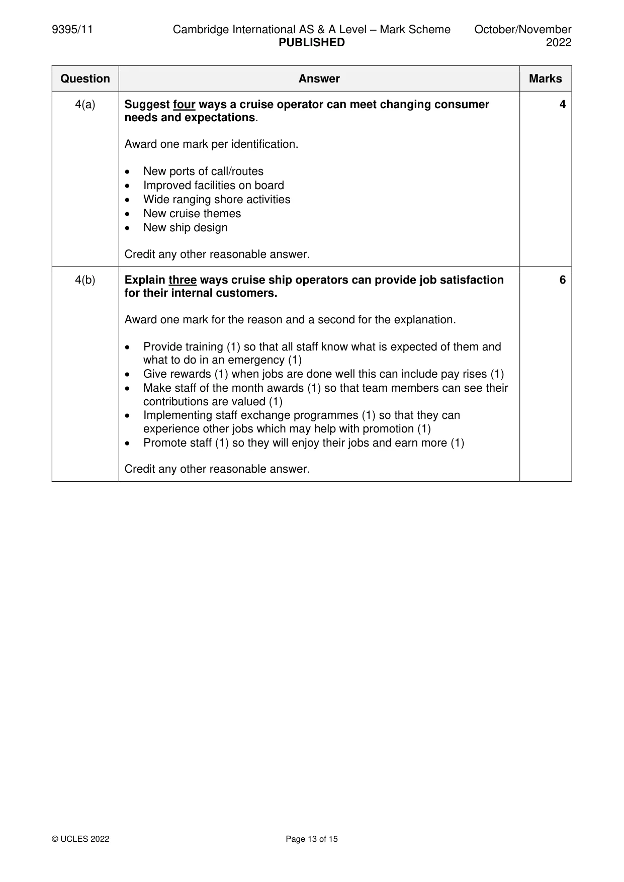 Mark scheme, page 13 of 15