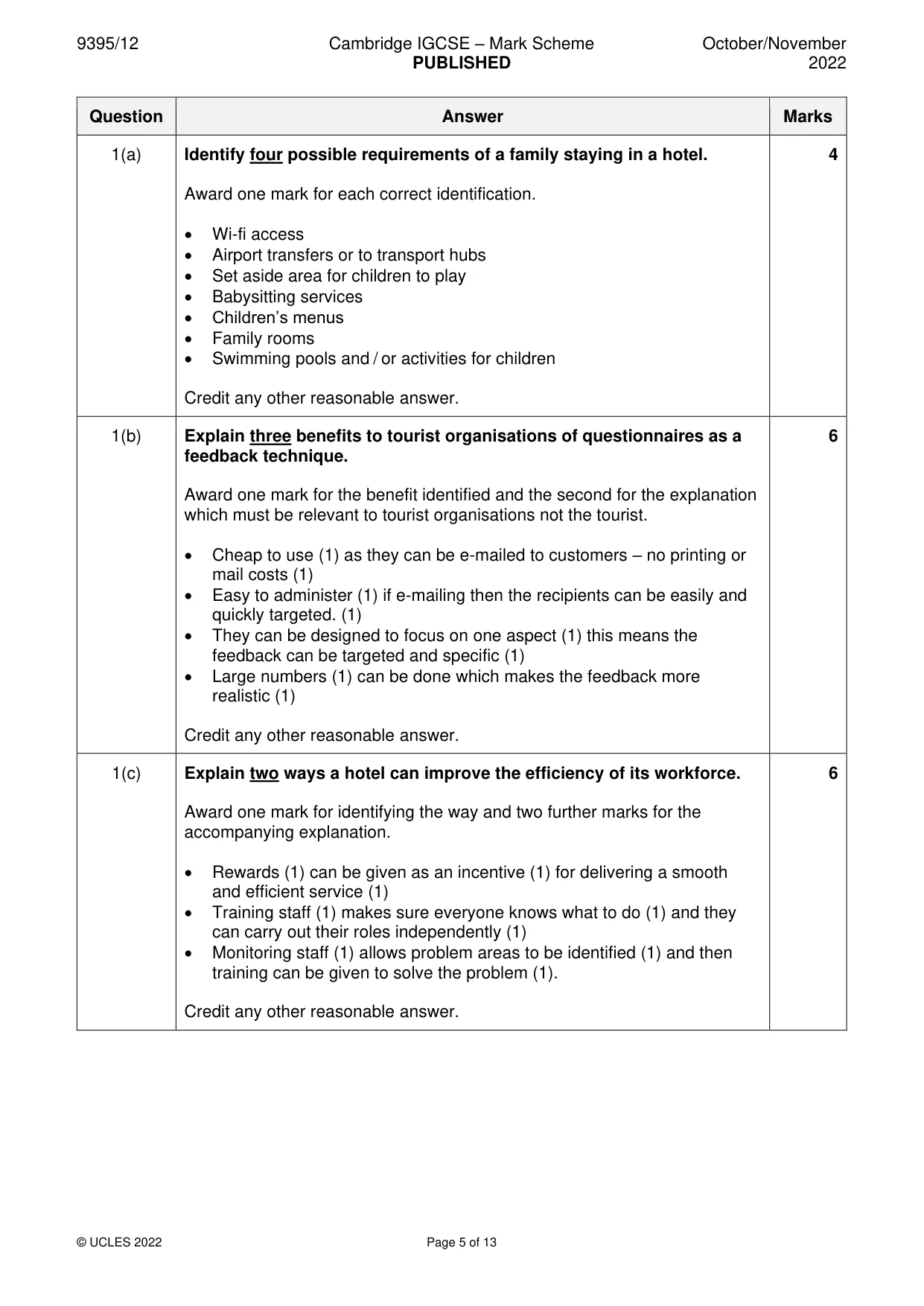 Mark scheme, page 5 of 13
