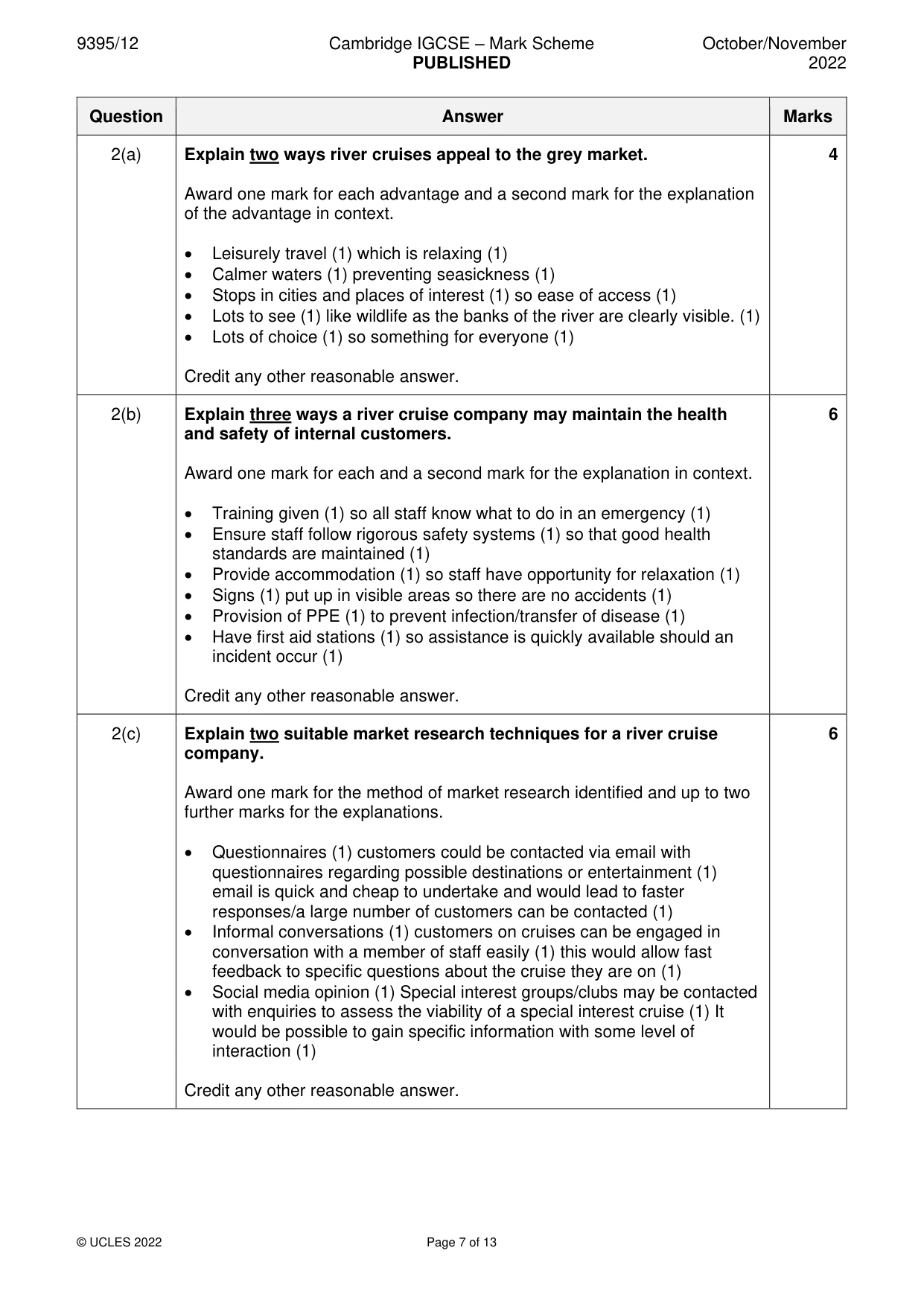 Mark scheme, page 7 of 13
