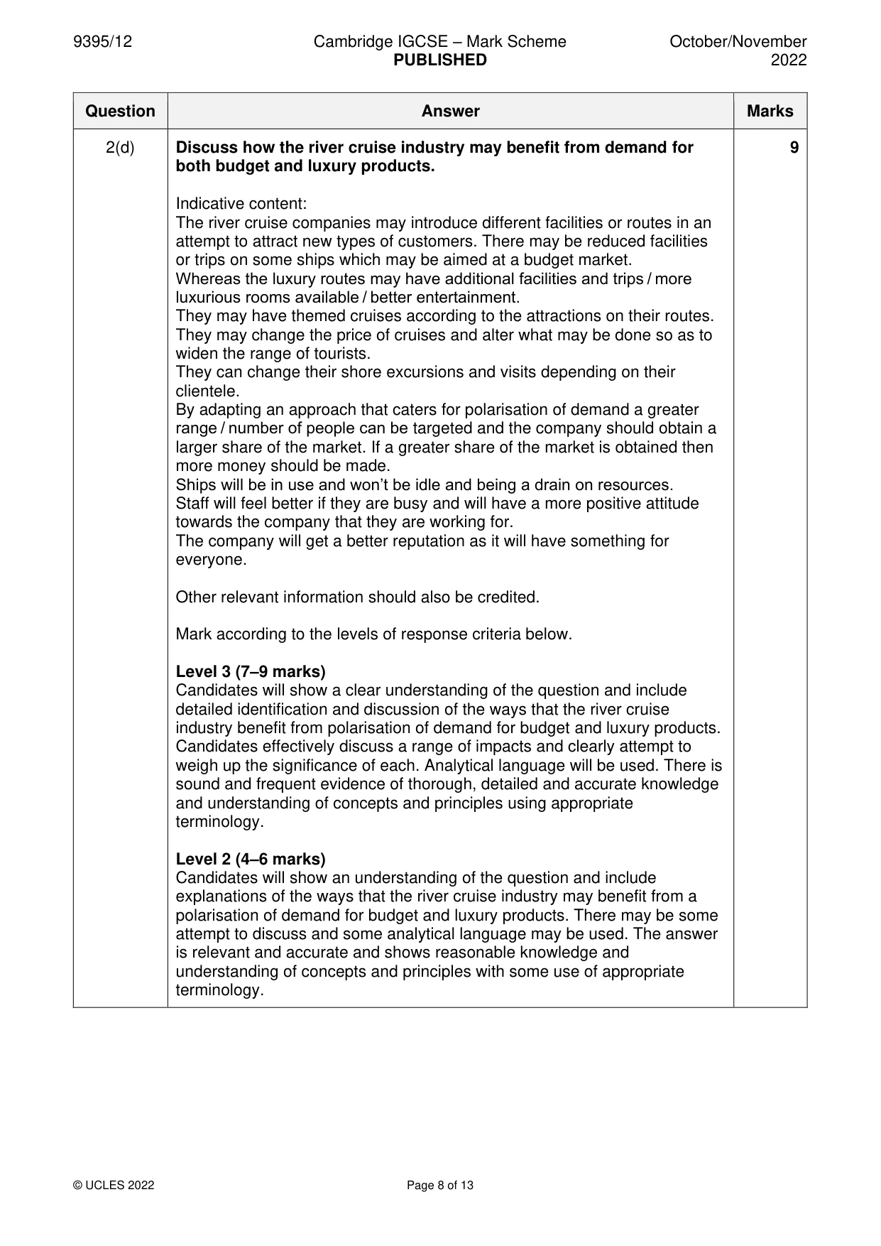 Mark scheme, page 8 of 13