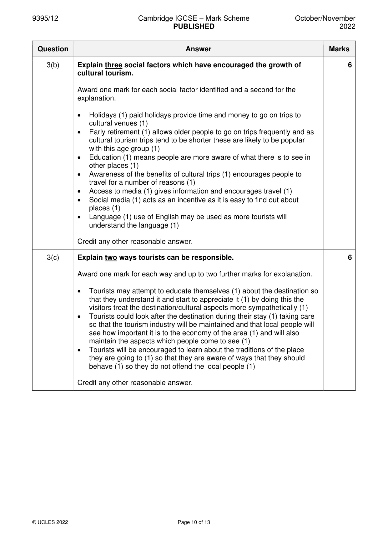 Mark scheme, page 10 of 13