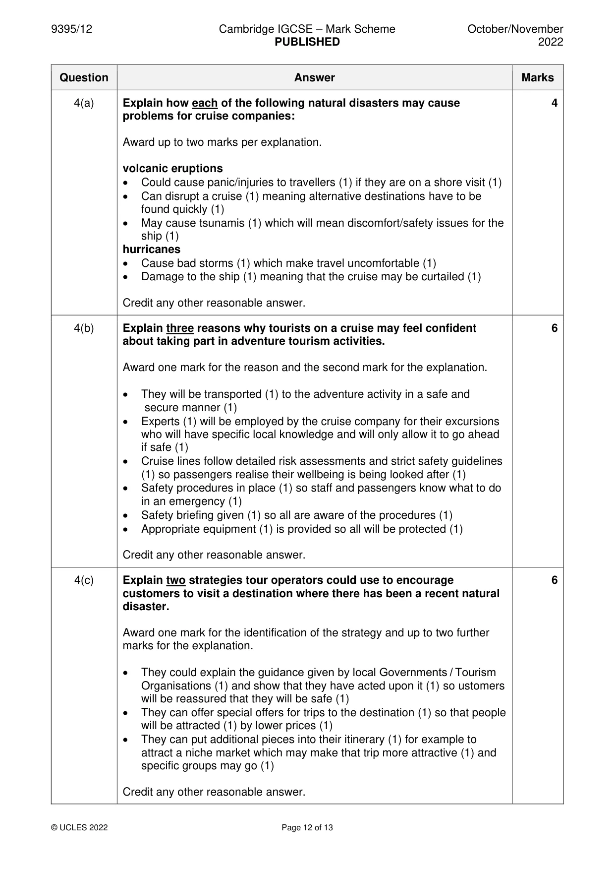 Mark scheme, page 12 of 13