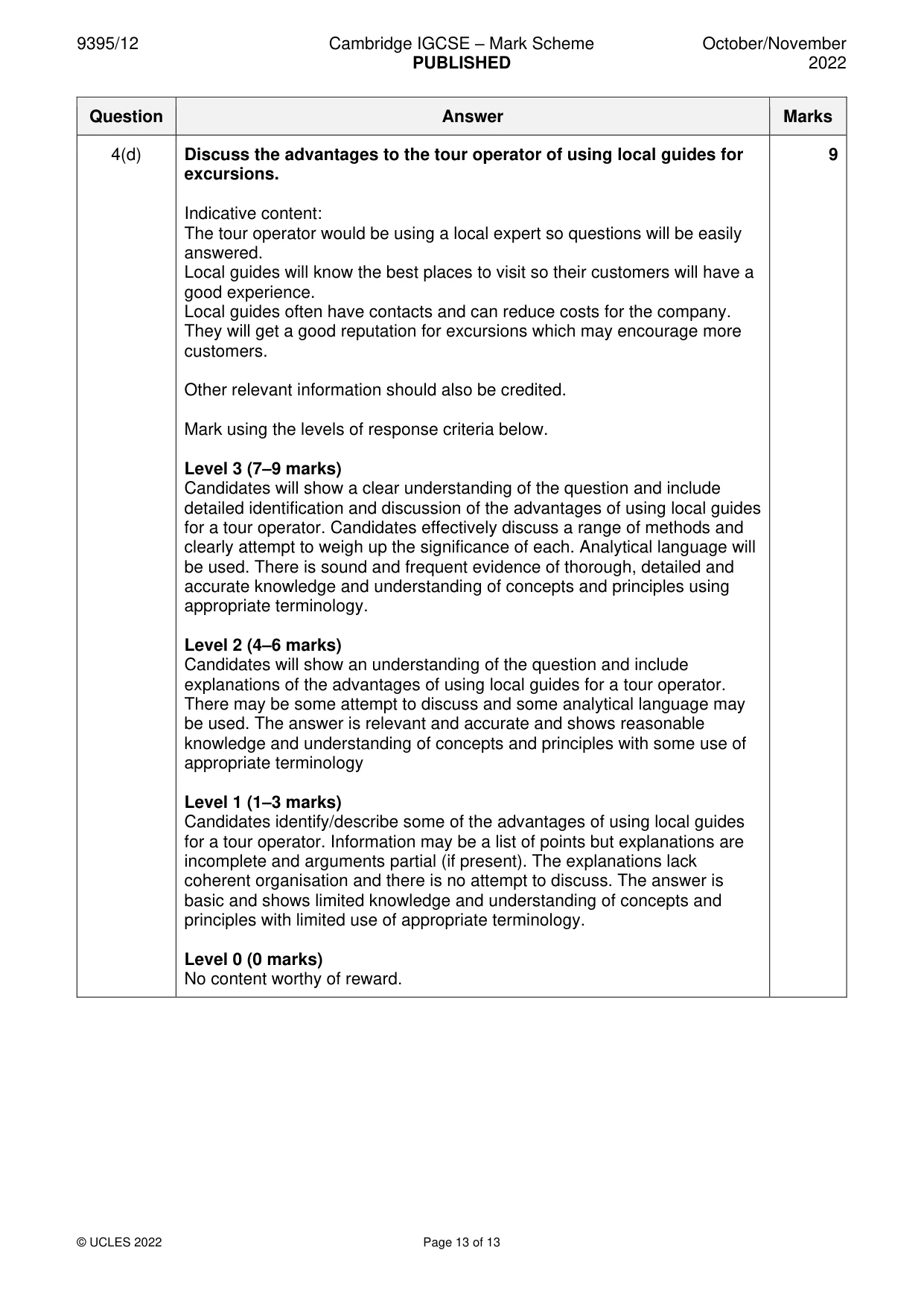 Mark scheme, page 13 of 13