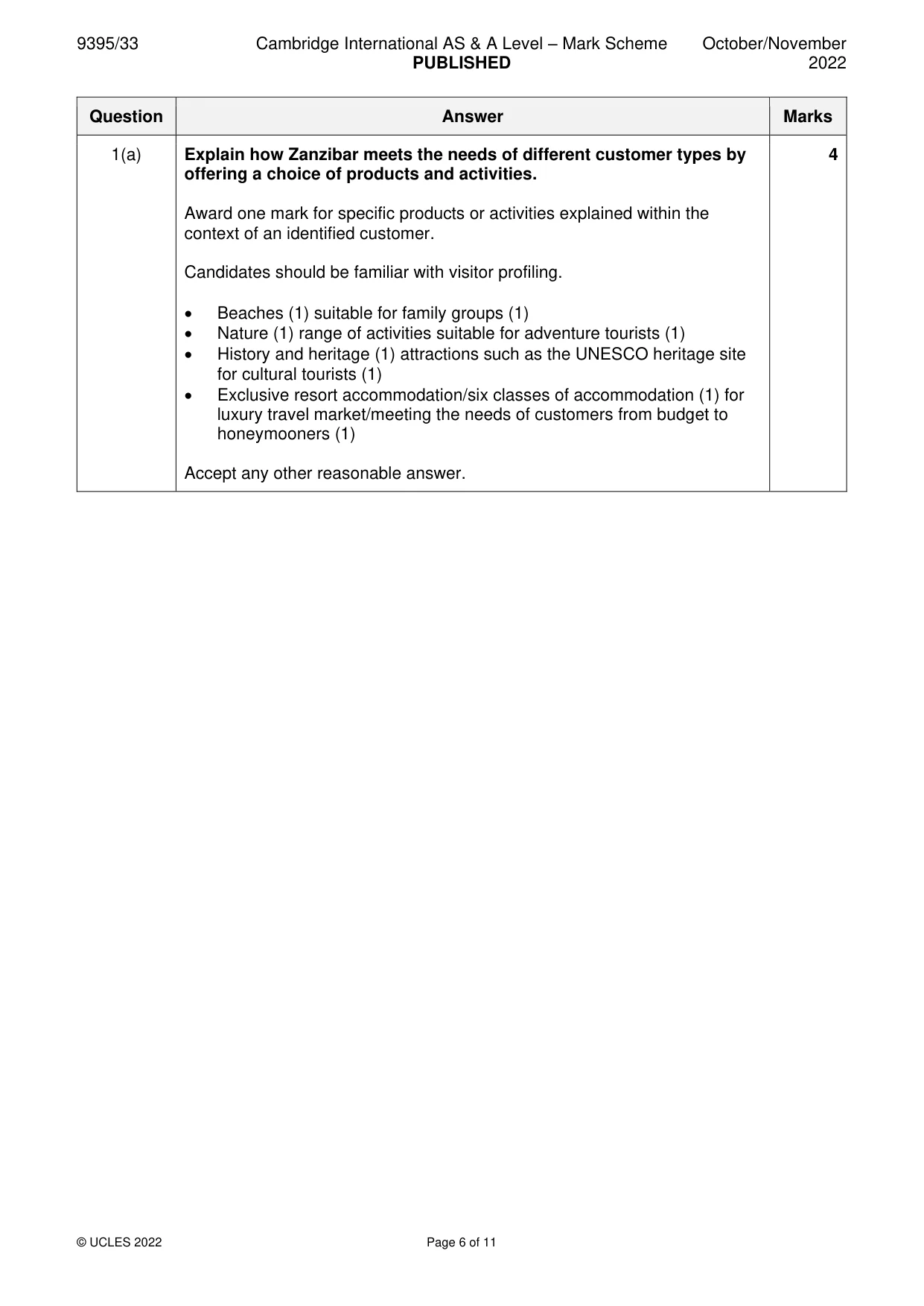 Mark scheme, page 6 of 11