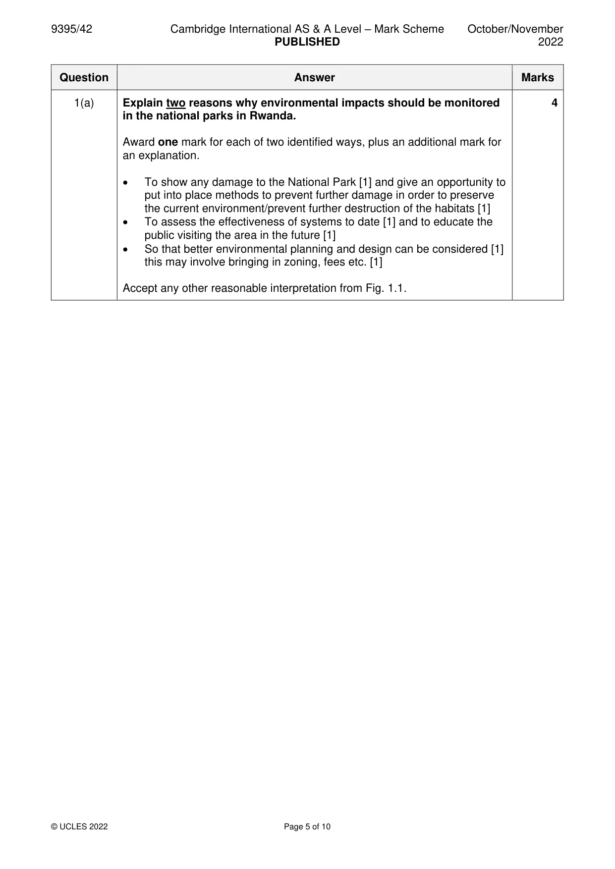 Mark scheme, page 5 of 10