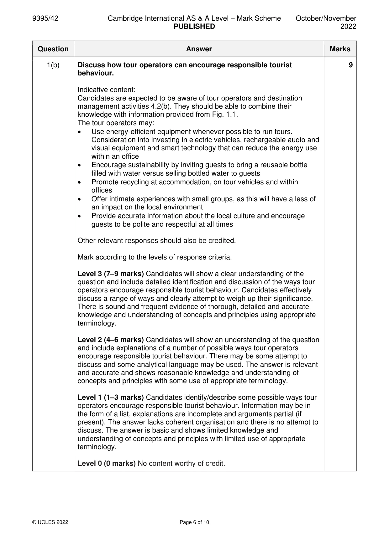 Mark scheme, page 6 of 10