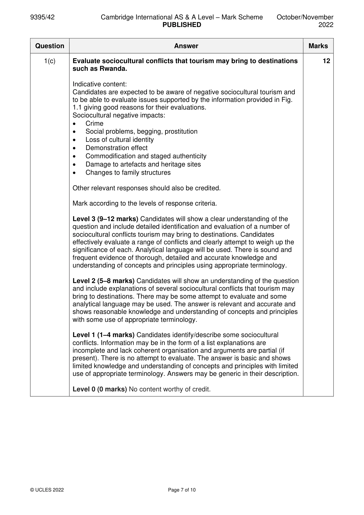 Mark scheme, page 7 of 10