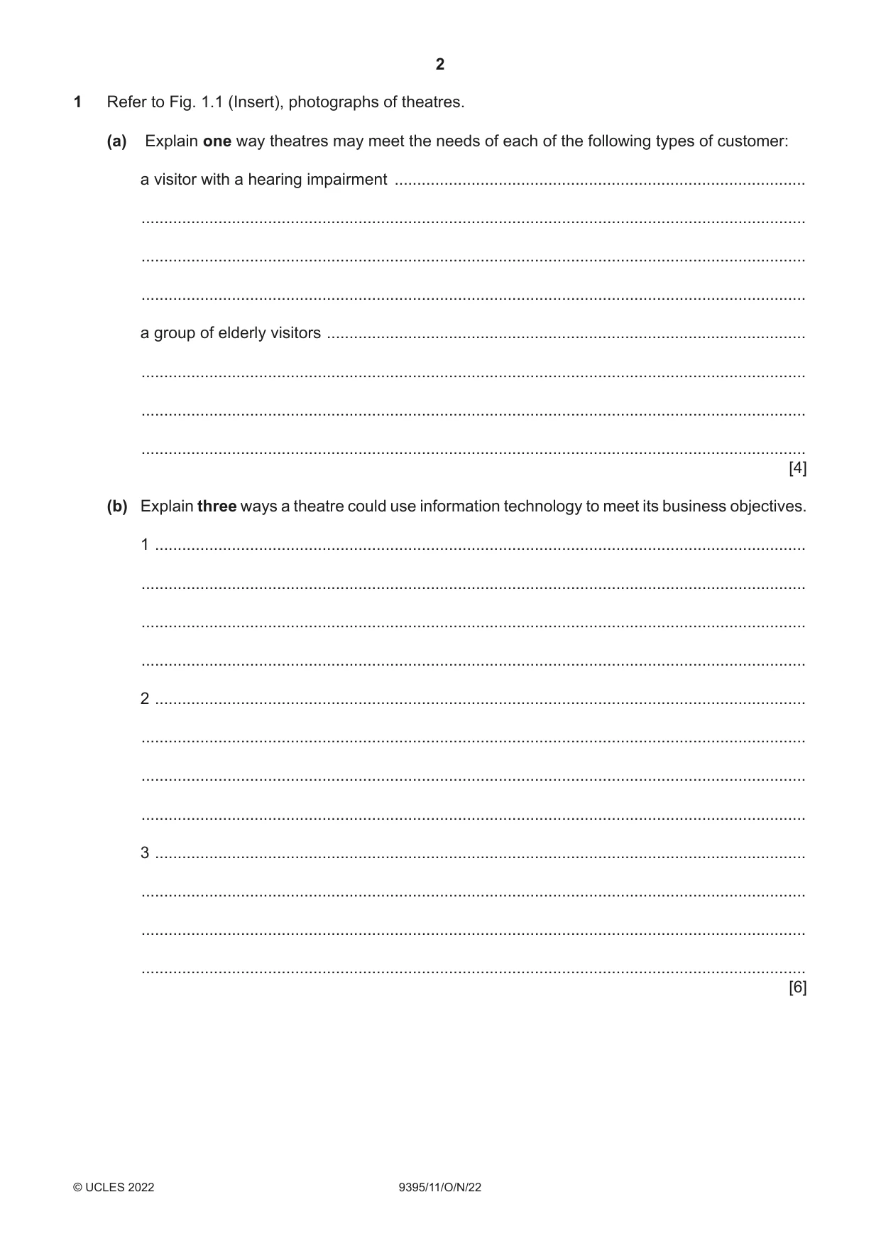 Cambridge A Level Travel and Tourism 9395 2022 Oct/Nov Paper 1 · Variant 1 question paper, page 2 of 16