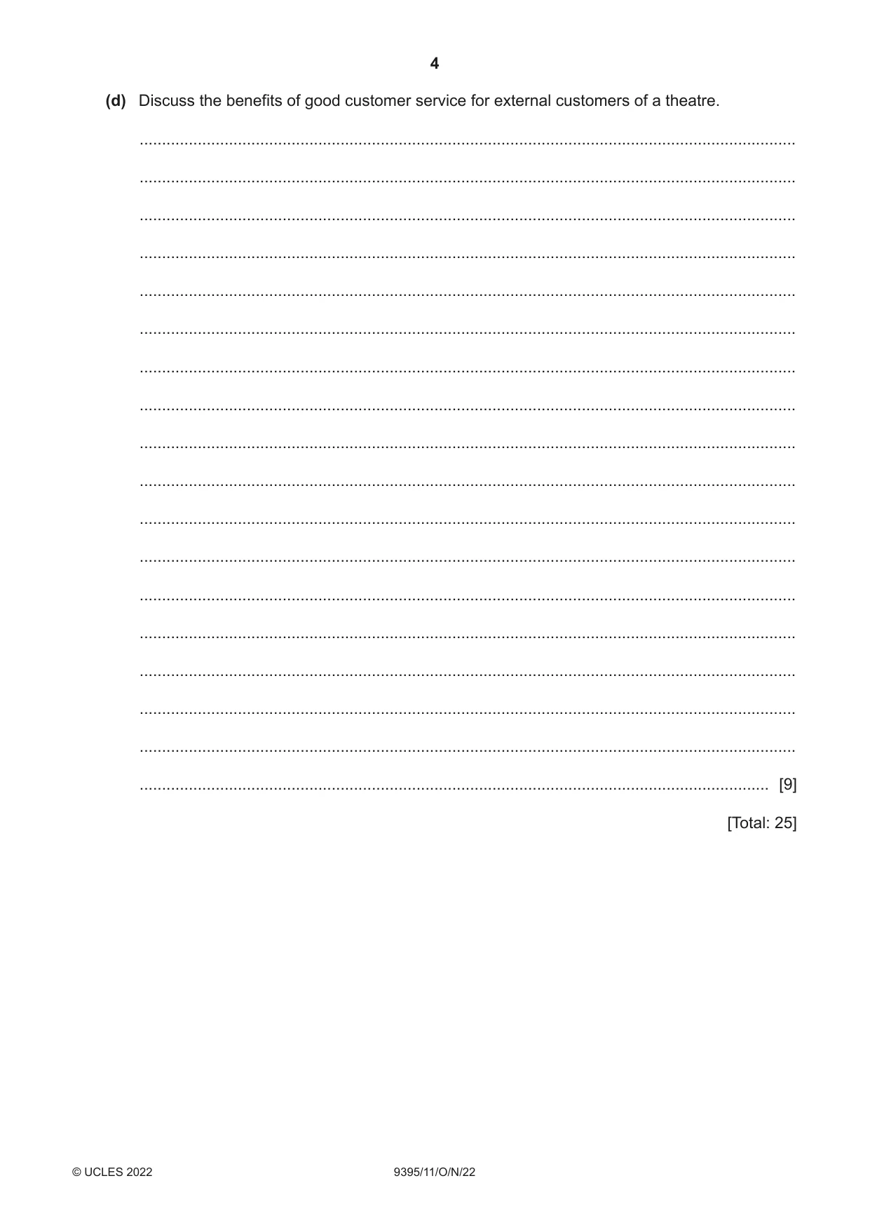 Cambridge A Level Travel and Tourism 9395 2022 Oct/Nov Paper 1 · Variant 1 question paper, page 4 of 16