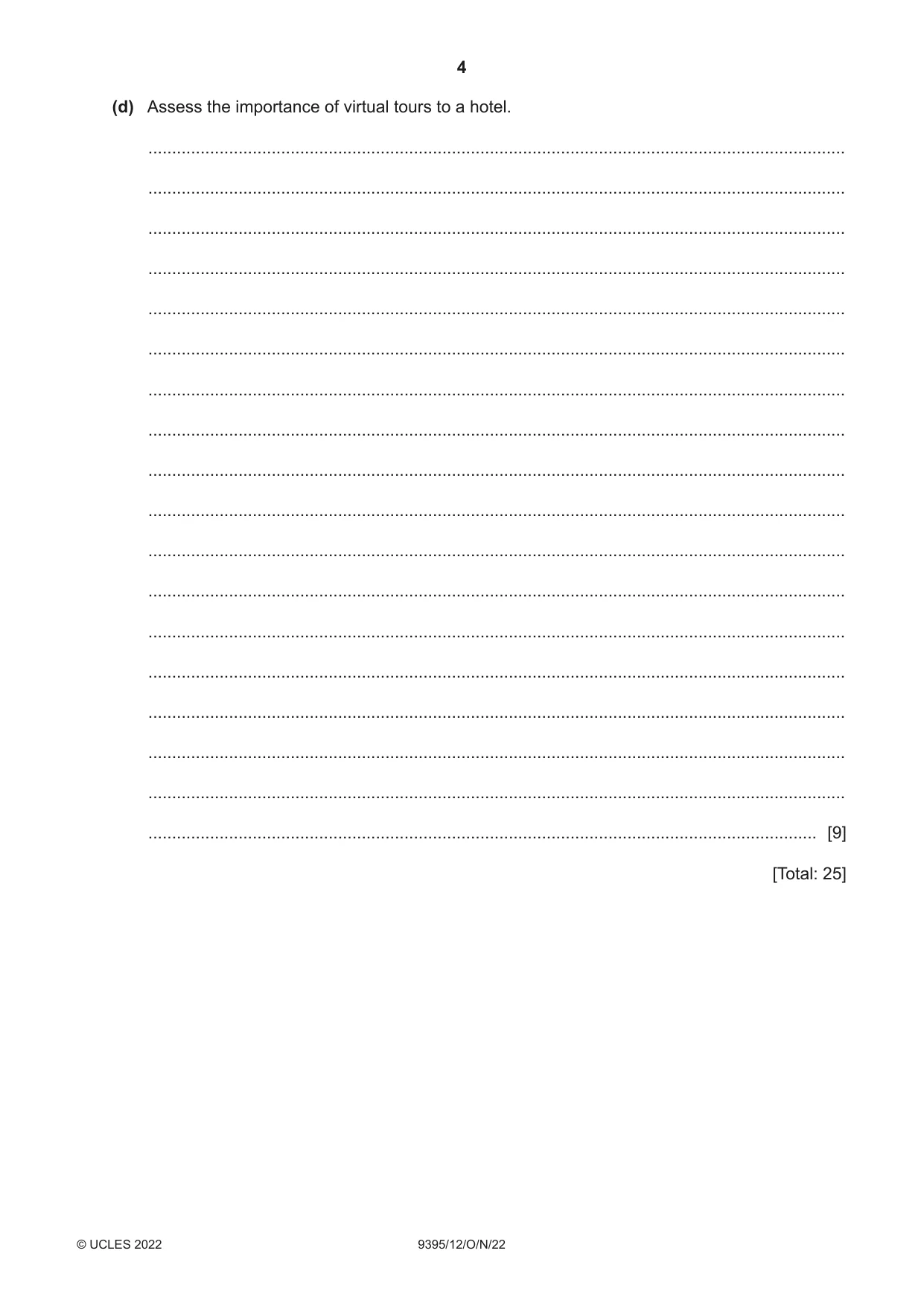 Cambridge A Level Travel and Tourism 9395 2022 Oct/Nov Paper 1 · Variant 2 question paper, page 4 of 16