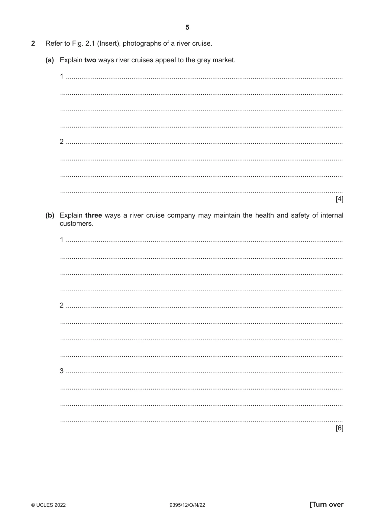 Cambridge A Level Travel and Tourism 9395 2022 Oct/Nov Paper 1 · Variant 2 question paper, page 5 of 16