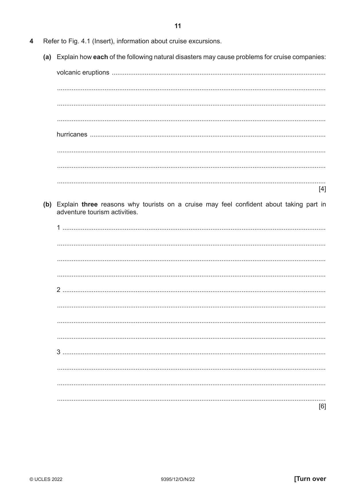 Cambridge A Level Travel and Tourism 9395 2022 Oct/Nov Paper 1 · Variant 2 question paper, page 11 of 16