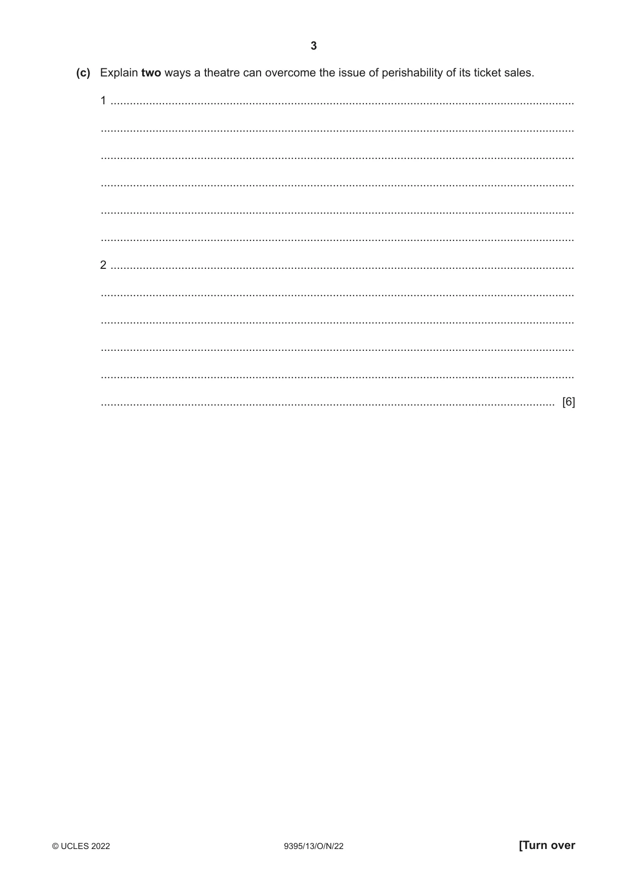 Cambridge A Level Travel and Tourism 9395 2022 Oct/Nov Paper 1 · Variant 3 question paper, page 3 of 16