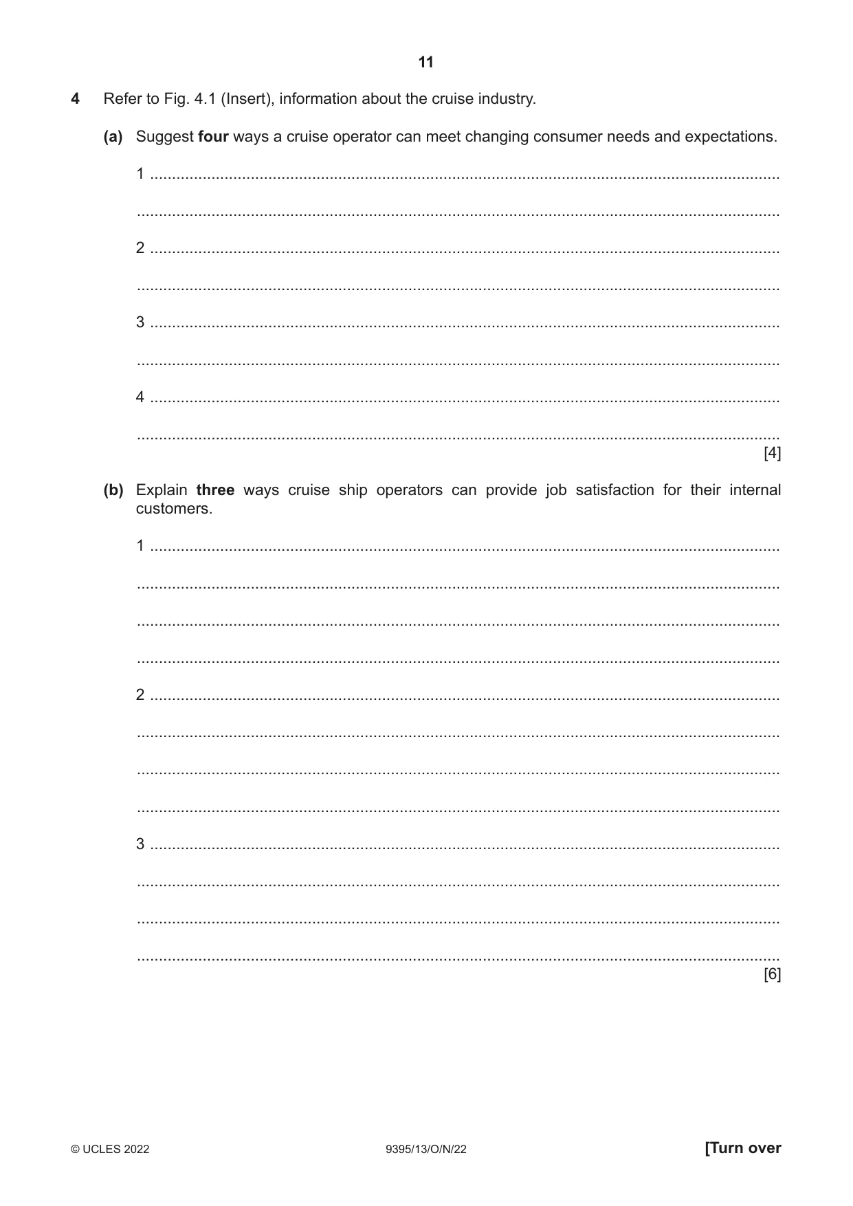 Cambridge A Level Travel and Tourism 9395 2022 Oct/Nov Paper 1 · Variant 3 question paper, page 11 of 16