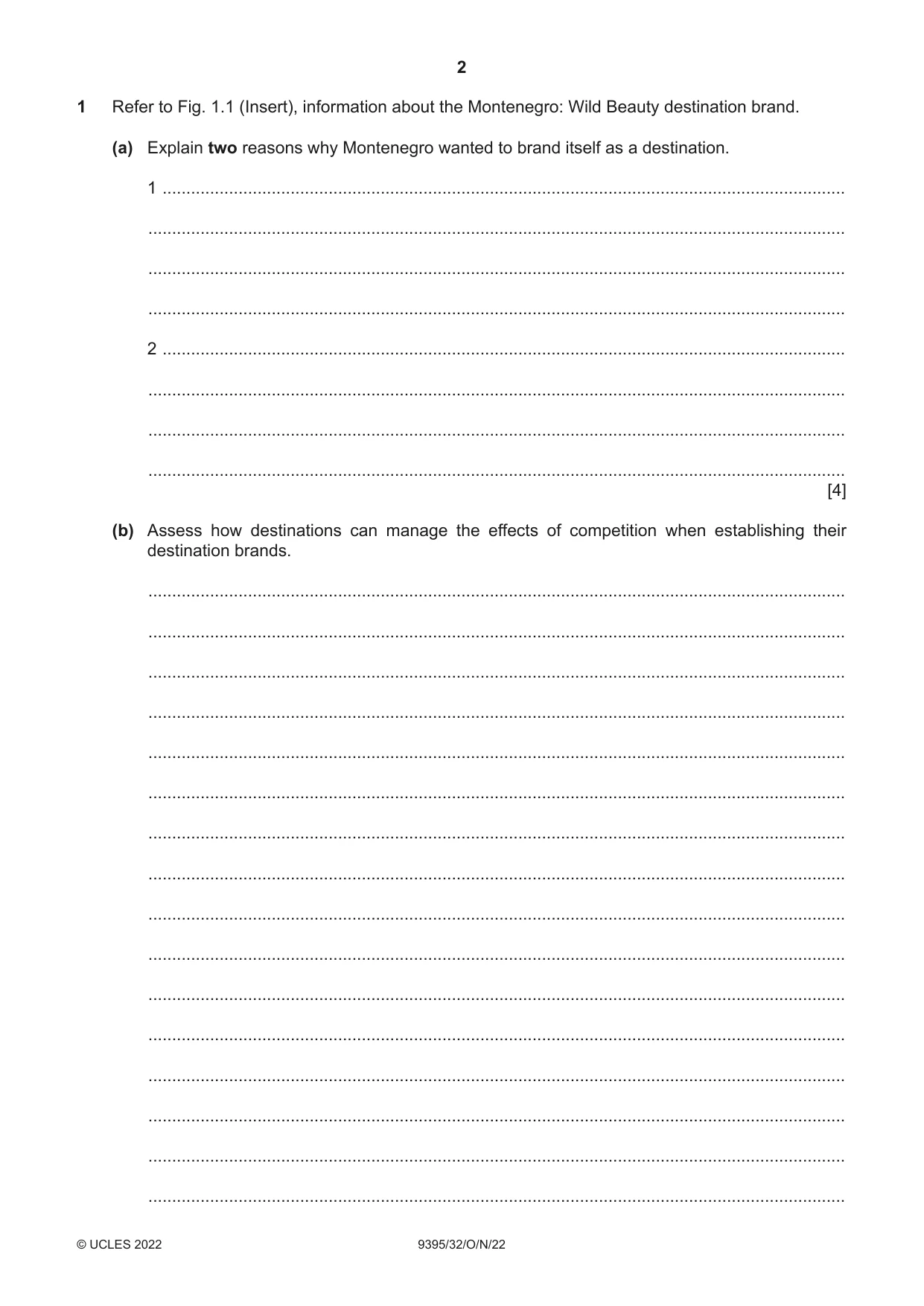 Cambridge A Level Travel and Tourism 9395 2022 Oct/Nov Paper 3 · Variant 2 question paper, page 2 of 12