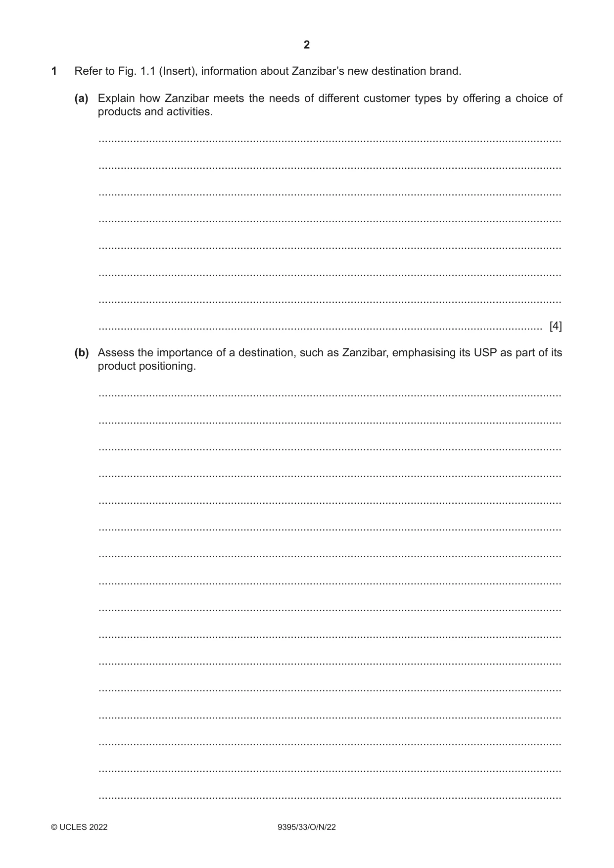 Cambridge A Level Travel and Tourism 9395 2022 Oct/Nov Paper 3 · Variant 3 question paper, page 2 of 12