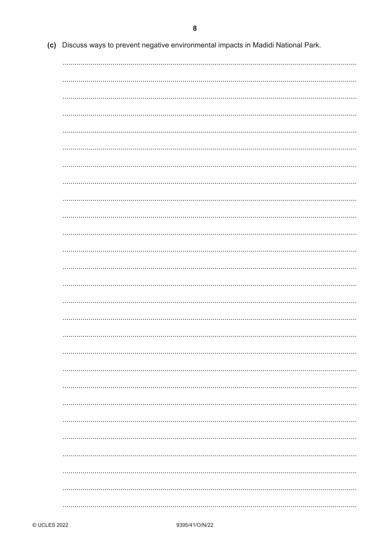 Cambridge A Level Travel and Tourism 9395 2022 Oct/Nov Paper 4 · Variant 1 question paper, page 8 of 12