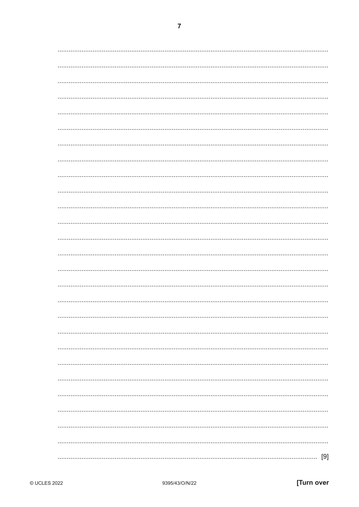 Cambridge A Level Travel and Tourism 9395 2022 Oct/Nov Paper 4 · Variant 3 question paper, page 7 of 12
