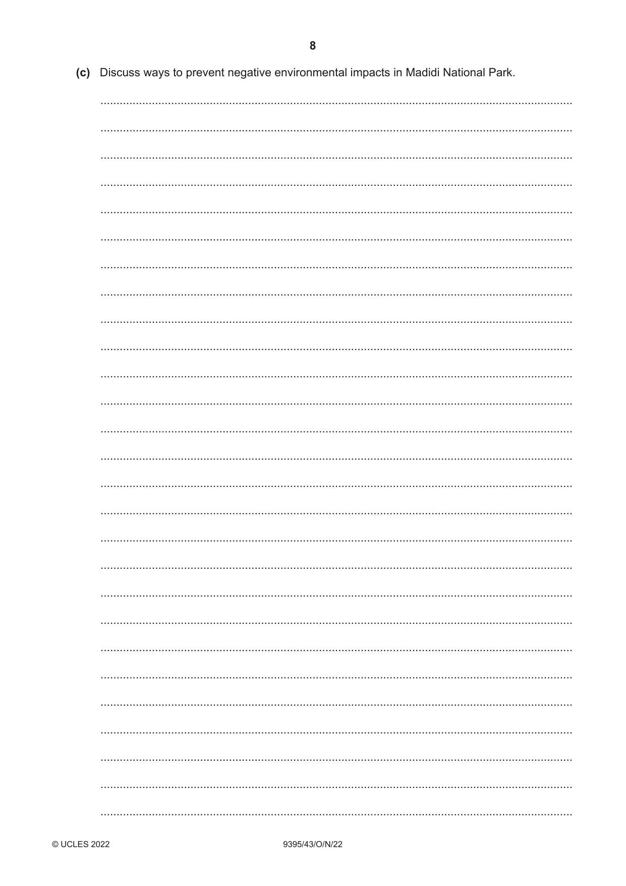 Cambridge A Level Travel and Tourism 9395 2022 Oct/Nov Paper 4 · Variant 3 question paper, page 8 of 12