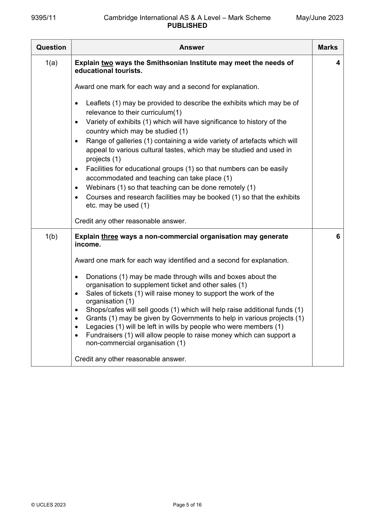 Mark scheme, page 5 of 16