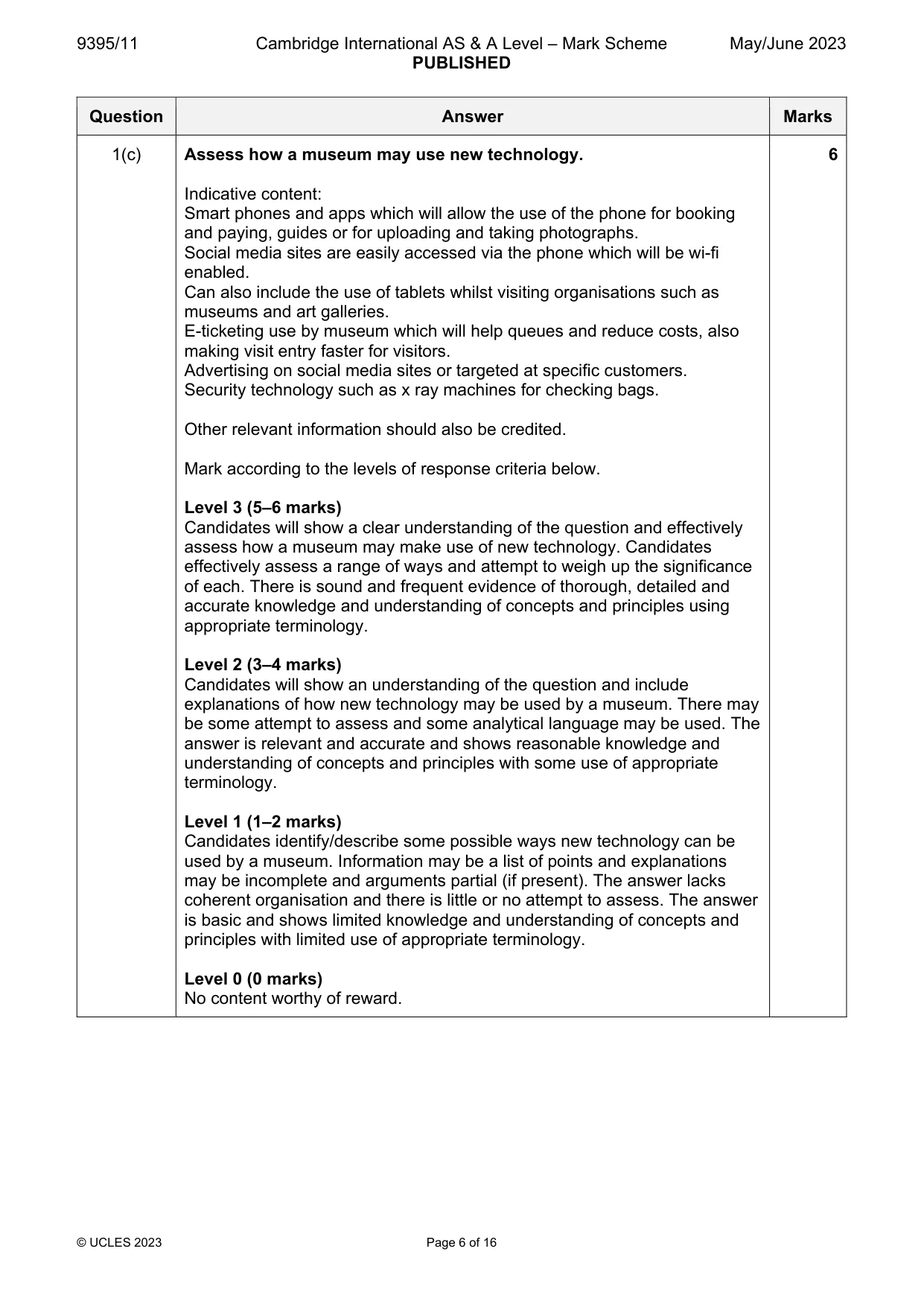 Mark scheme, page 6 of 16