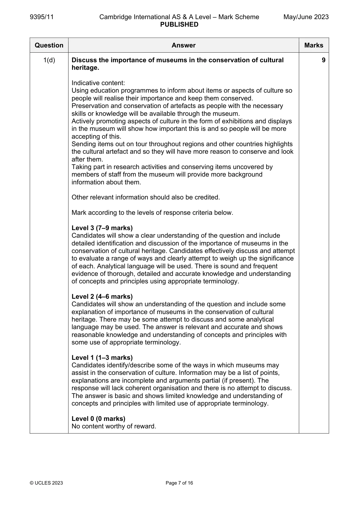 Mark scheme, page 7 of 16