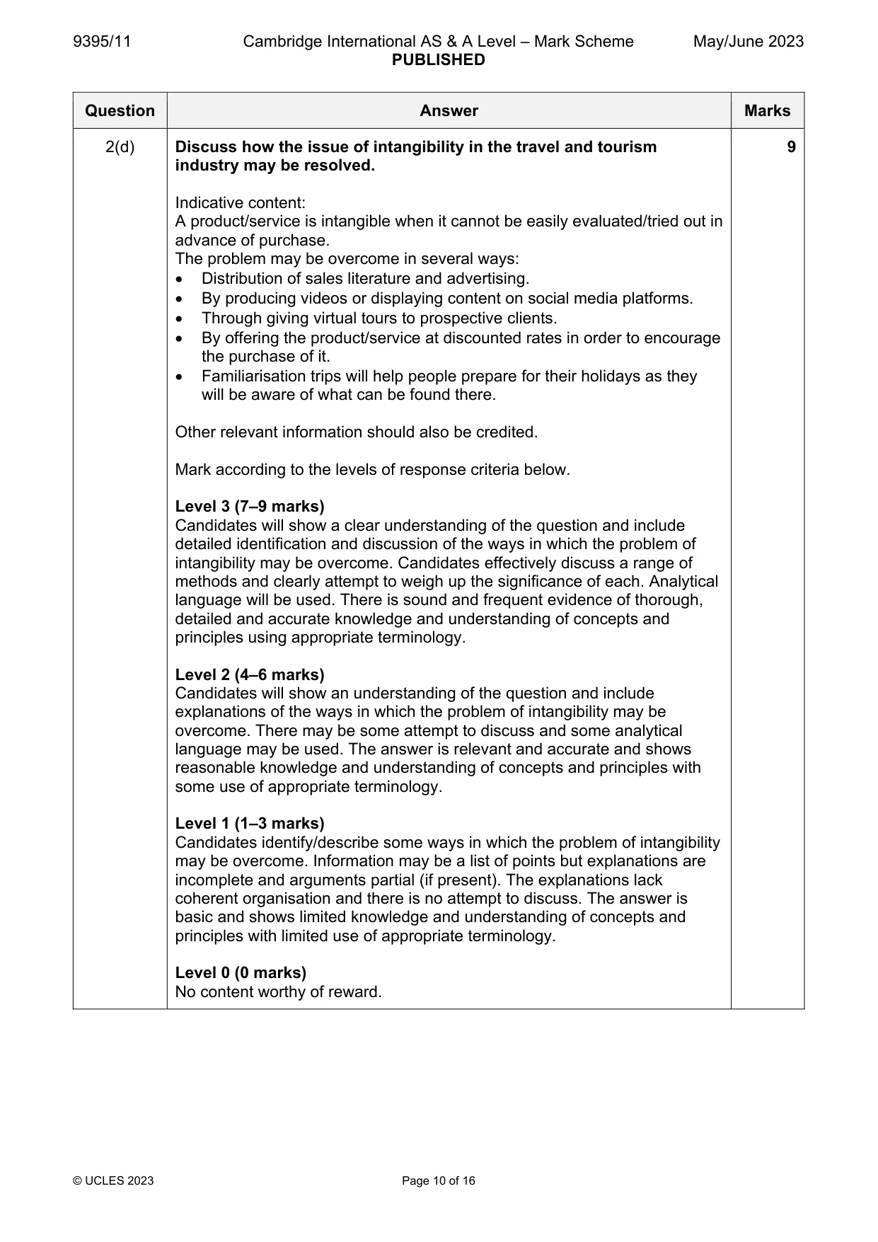 Mark scheme, page 10 of 16