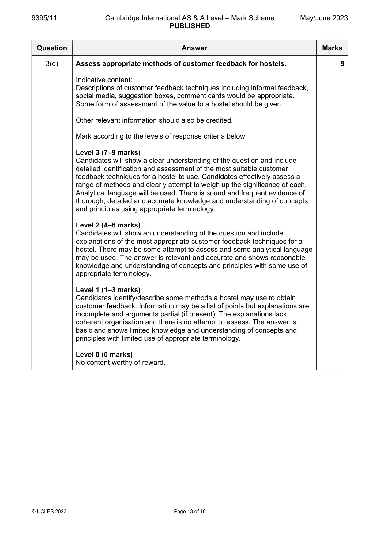 Mark scheme, page 13 of 16