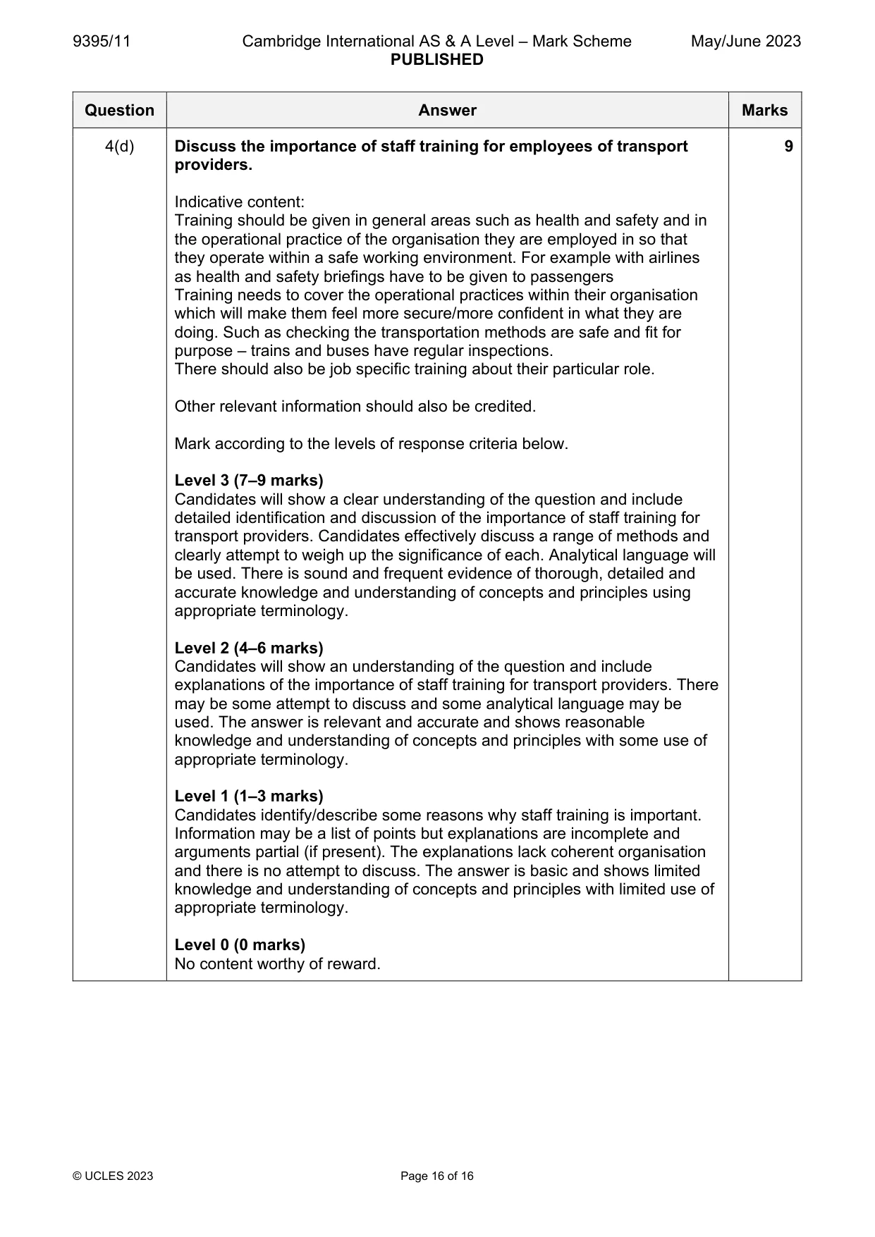 Mark scheme, page 16 of 16