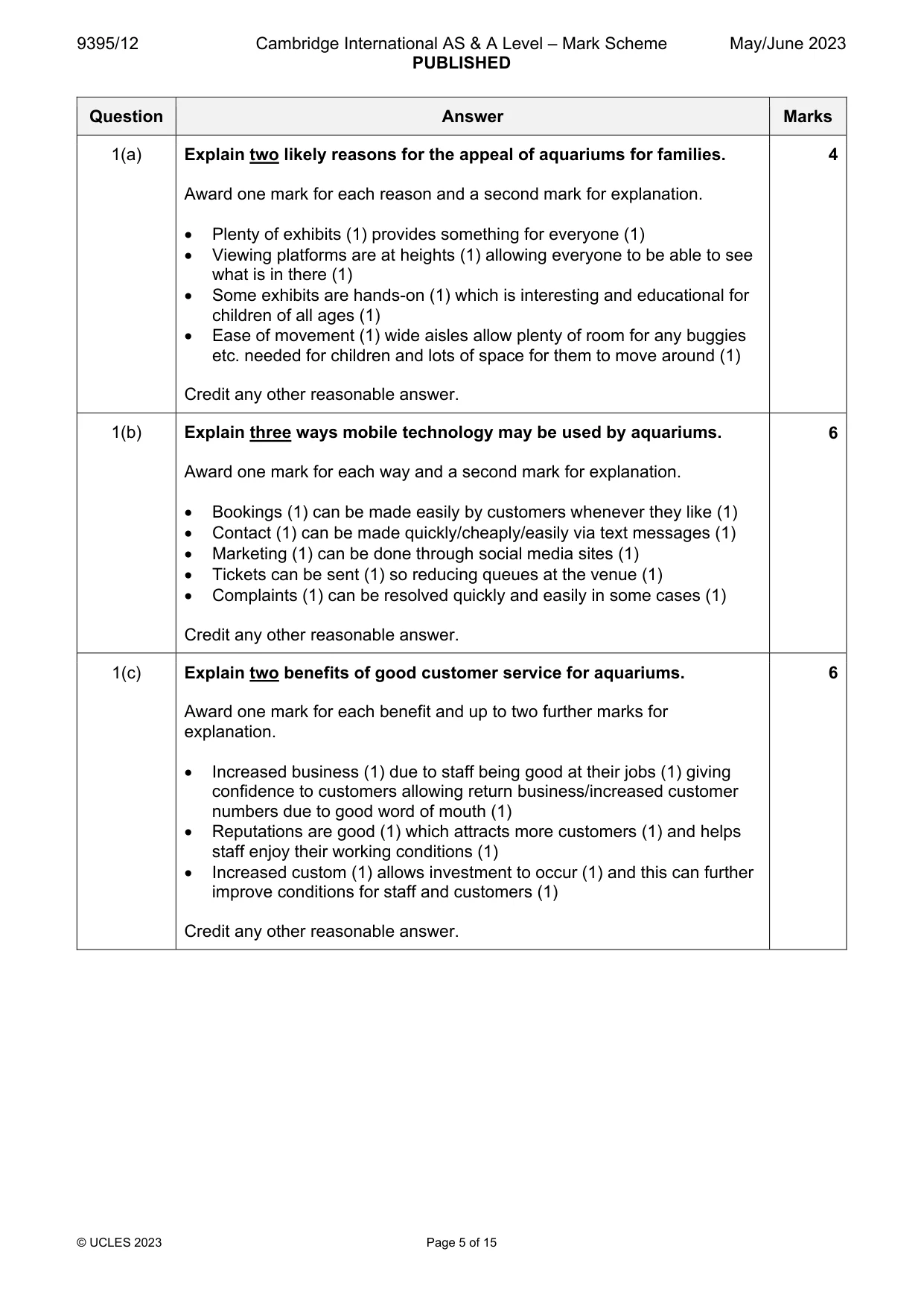 Mark scheme, page 5 of 15
