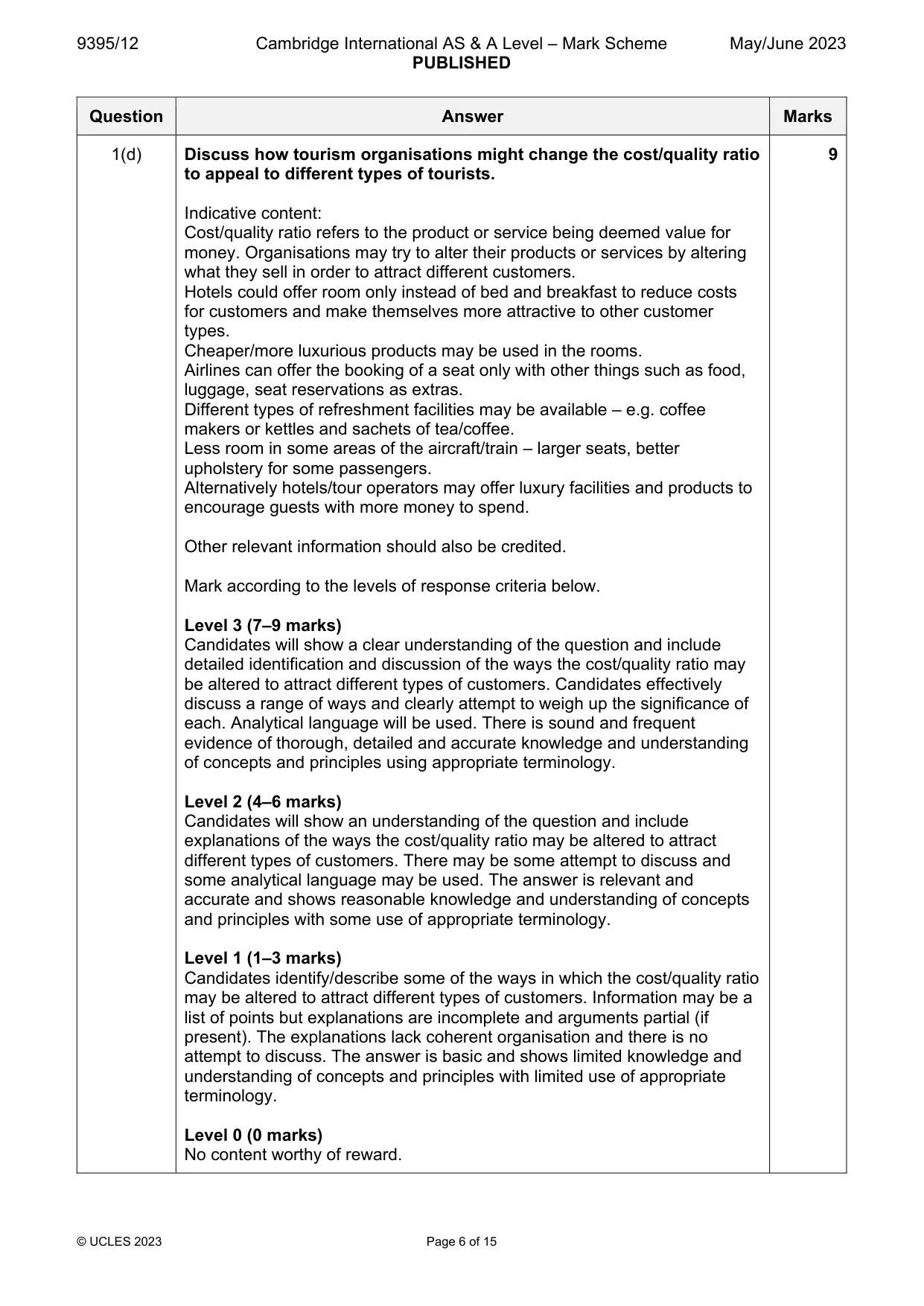 Mark scheme, page 6 of 15