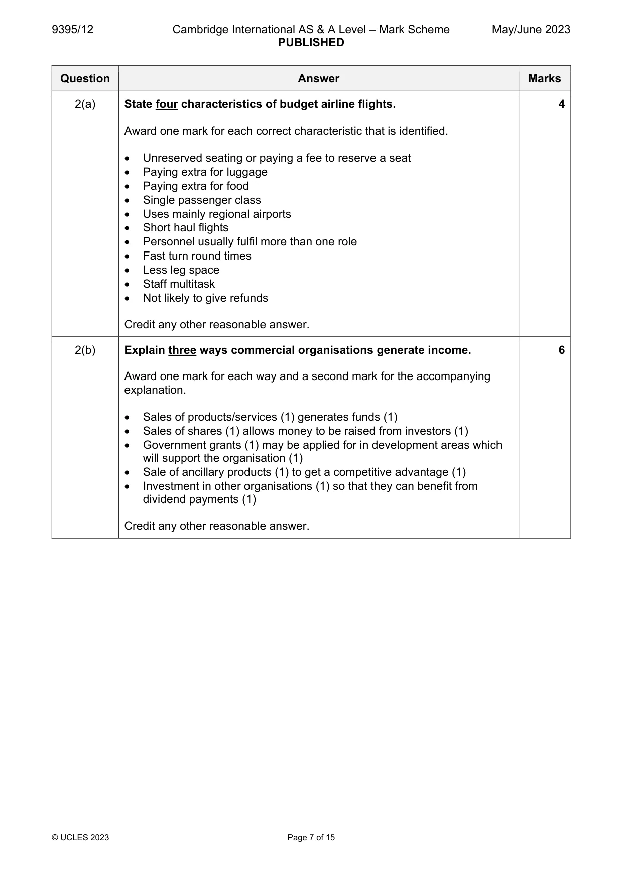 Mark scheme, page 7 of 15