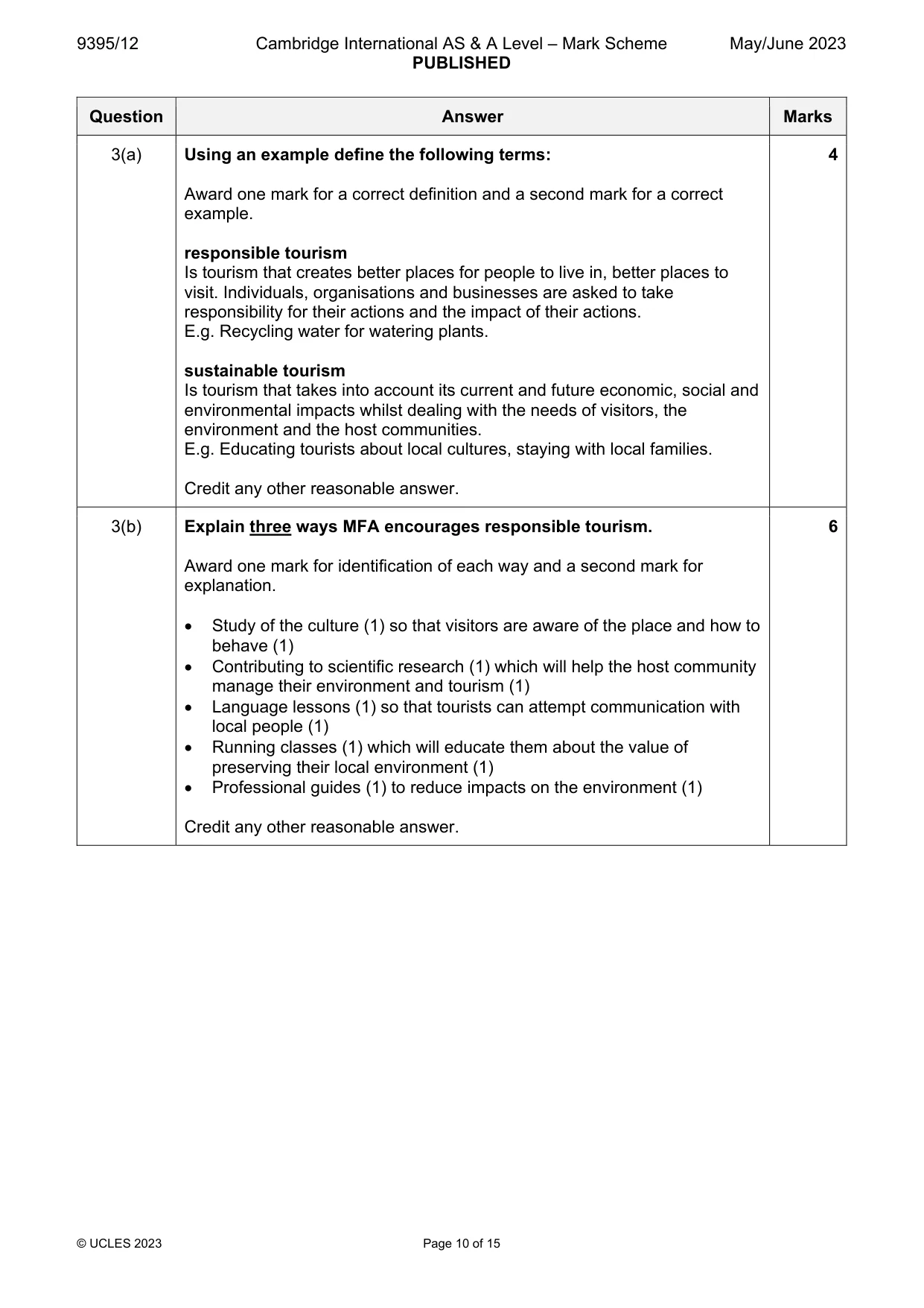 Mark scheme, page 10 of 15