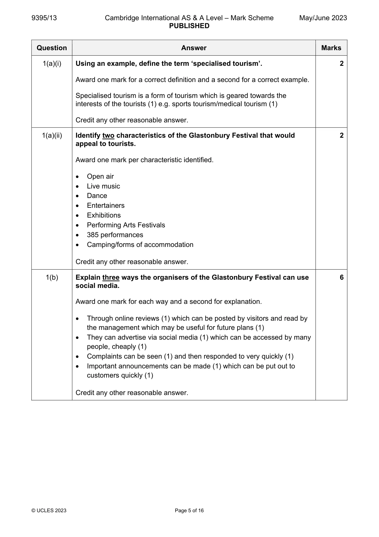 Mark scheme, page 5 of 16
